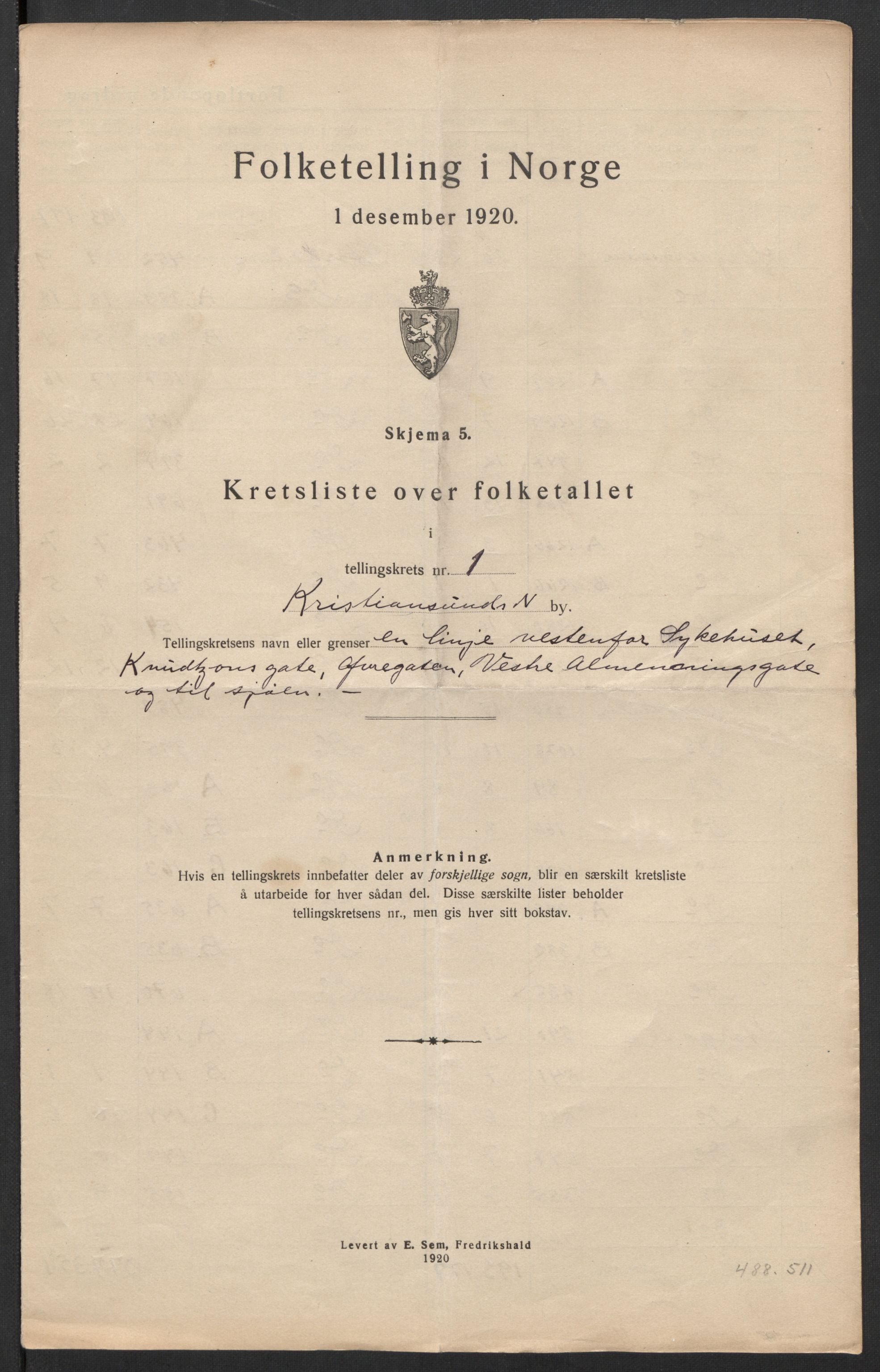 SAT, Folketelling 1920 for 1503 Kristiansund kjøpstad, 1920, s. 6