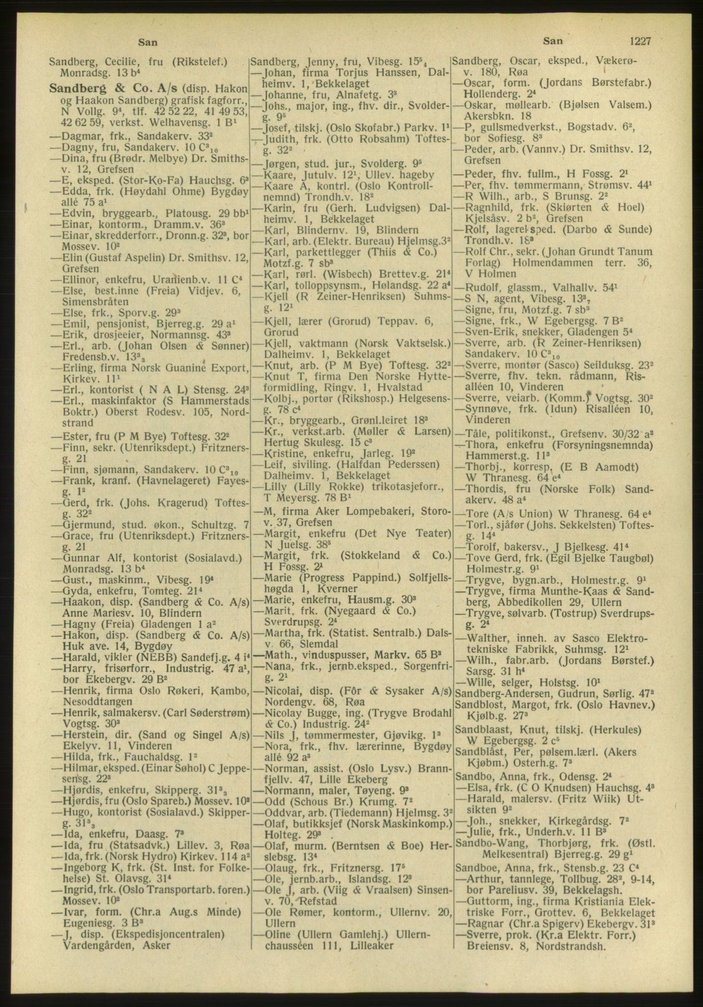 Kristiania/Oslo adressebok, PUBL/-, 1951, s. 1227