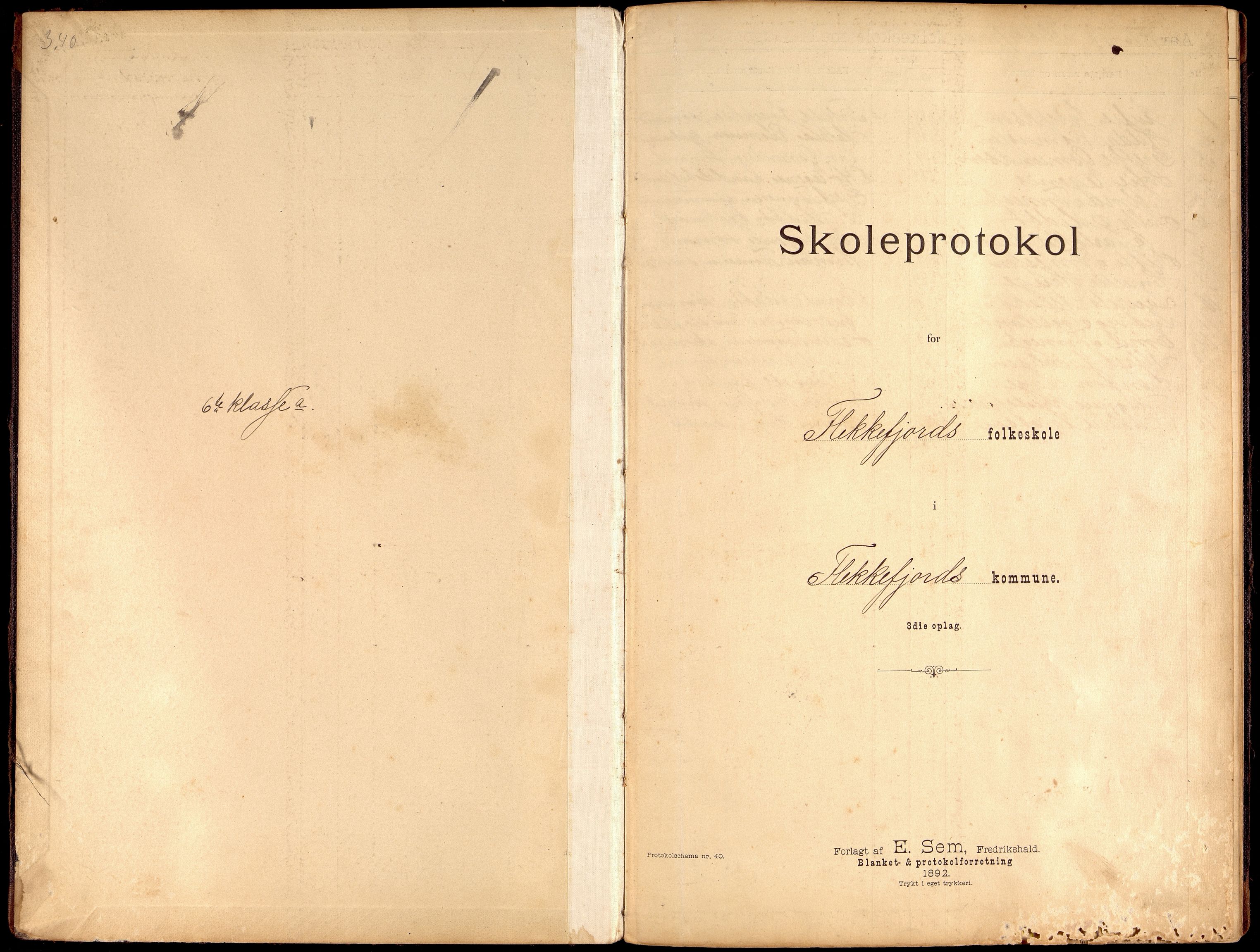 Flekkefjord By - Flekkefjord Folkeskole, IKAV/1004FG550/H/L0008: Skoleprotokoll (d), 1896-1909