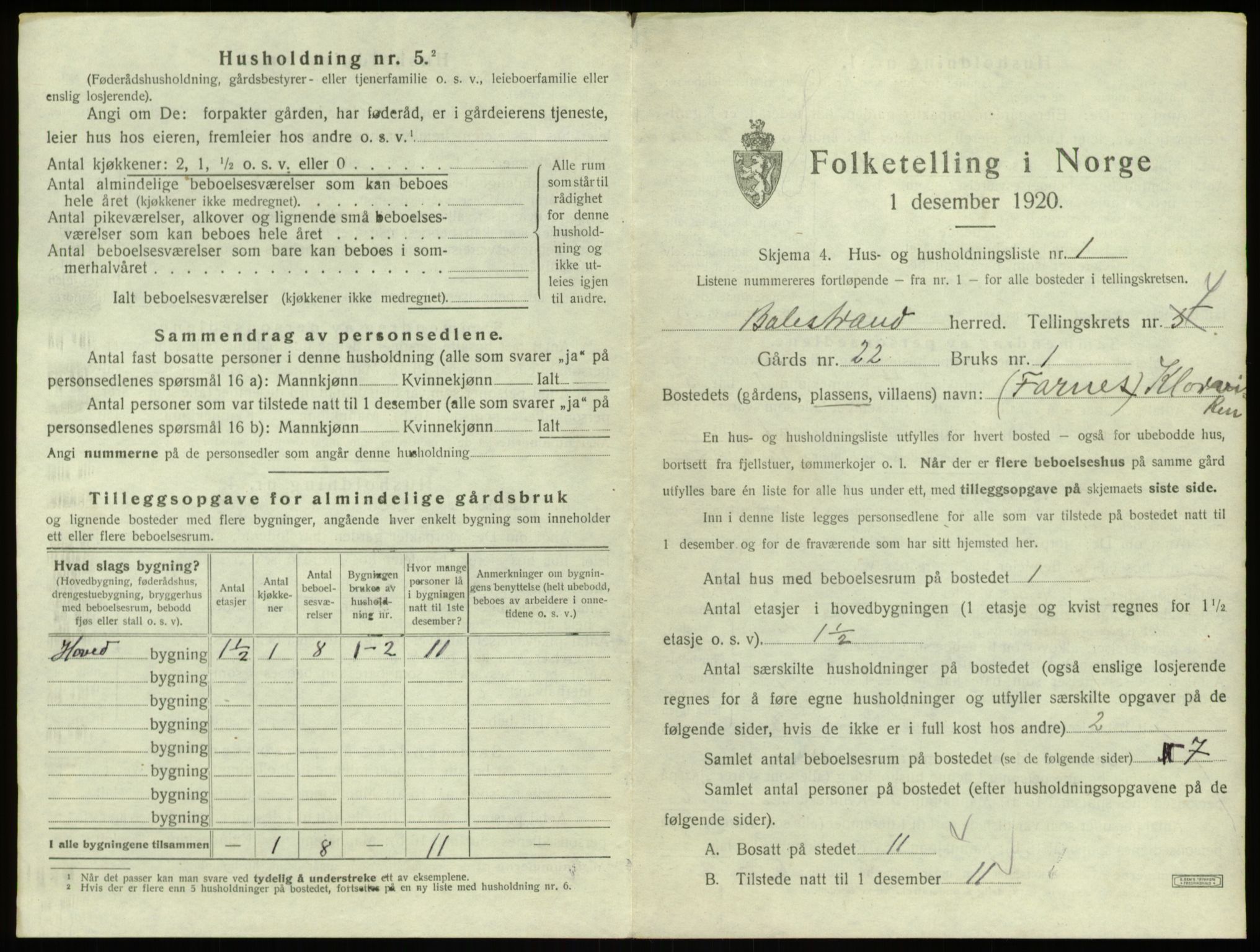 SAB, Folketelling 1920 for 1418 Balestrand herred, 1920, s. 282