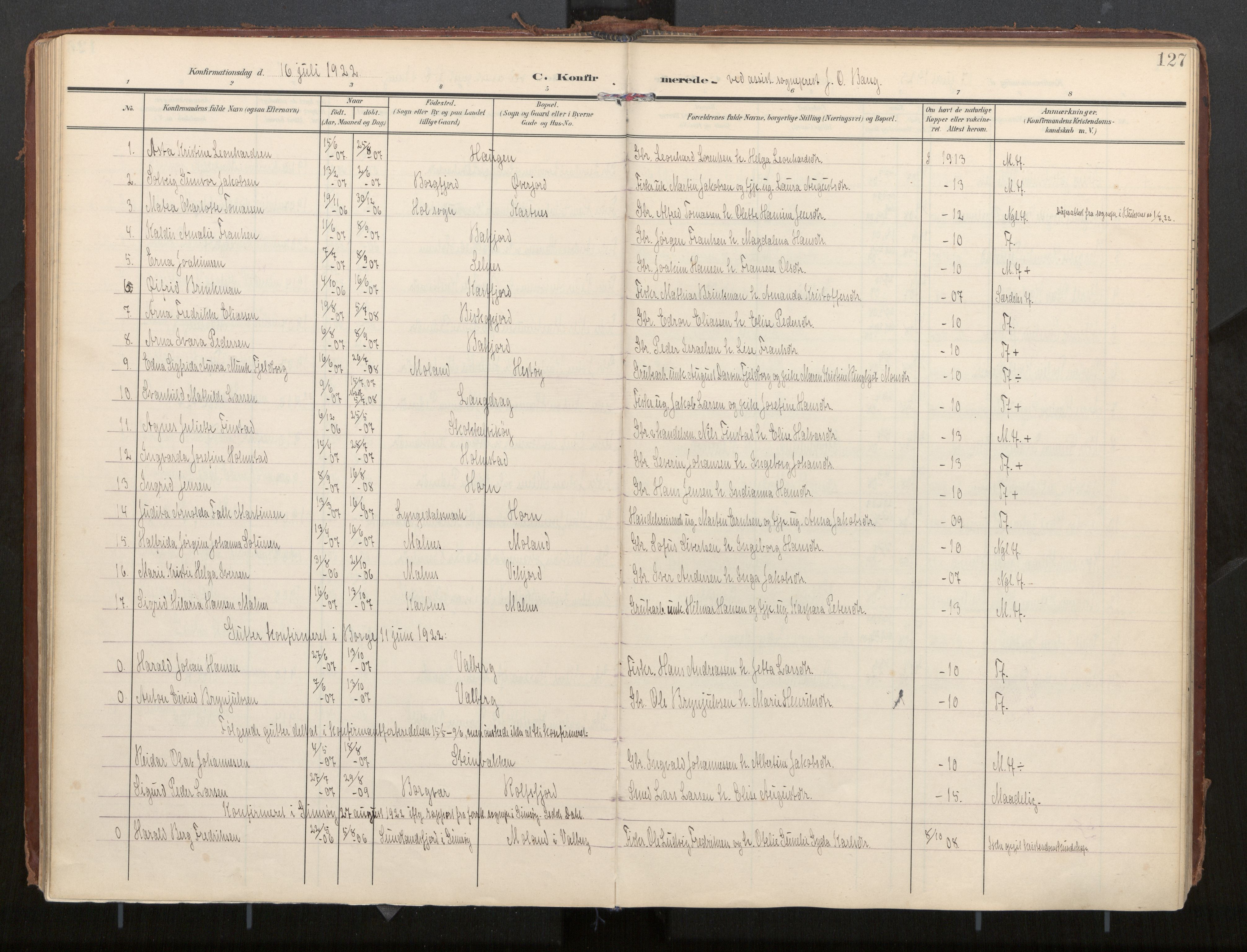 Ministerialprotokoller, klokkerbøker og fødselsregistre - Nordland, AV/SAT-A-1459/884/L1194: Ministerialbok nr. 884A02, 1906-1937, s. 127
