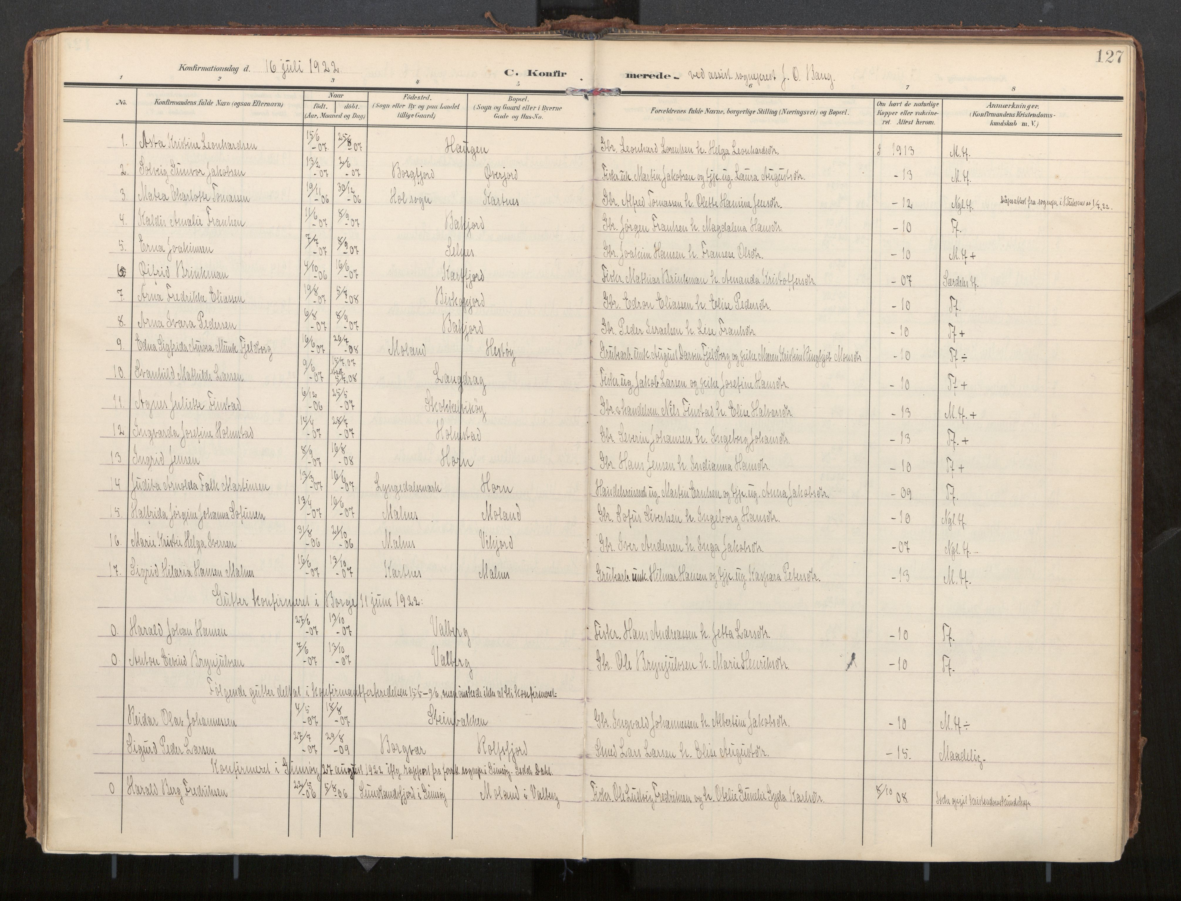 Ministerialprotokoller, klokkerbøker og fødselsregistre - Nordland, SAT/A-1459/884/L1194: Ministerialbok nr. 884A02, 1906-1937, s. 127