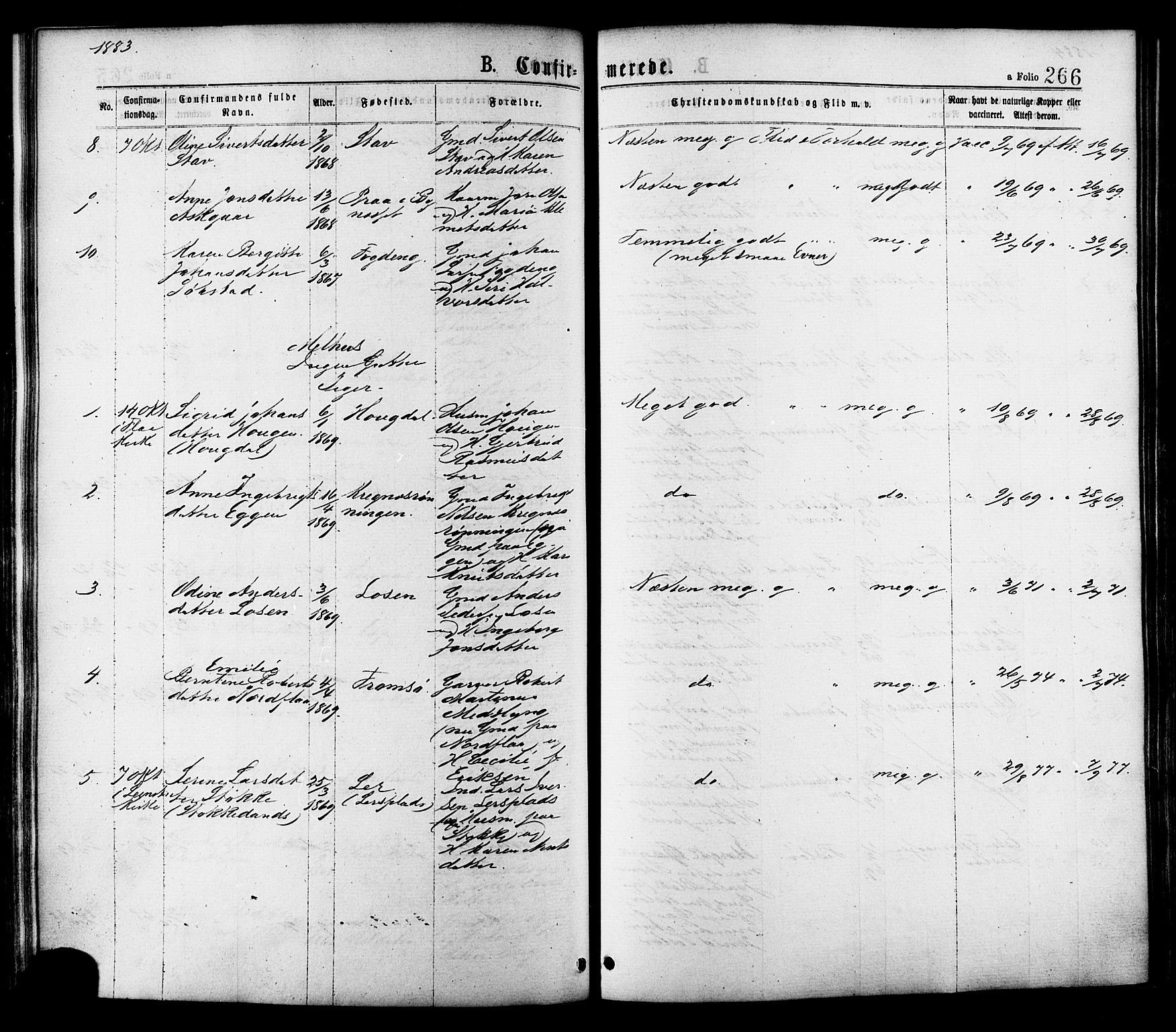 Ministerialprotokoller, klokkerbøker og fødselsregistre - Sør-Trøndelag, SAT/A-1456/691/L1079: Ministerialbok nr. 691A11, 1873-1886, s. 266