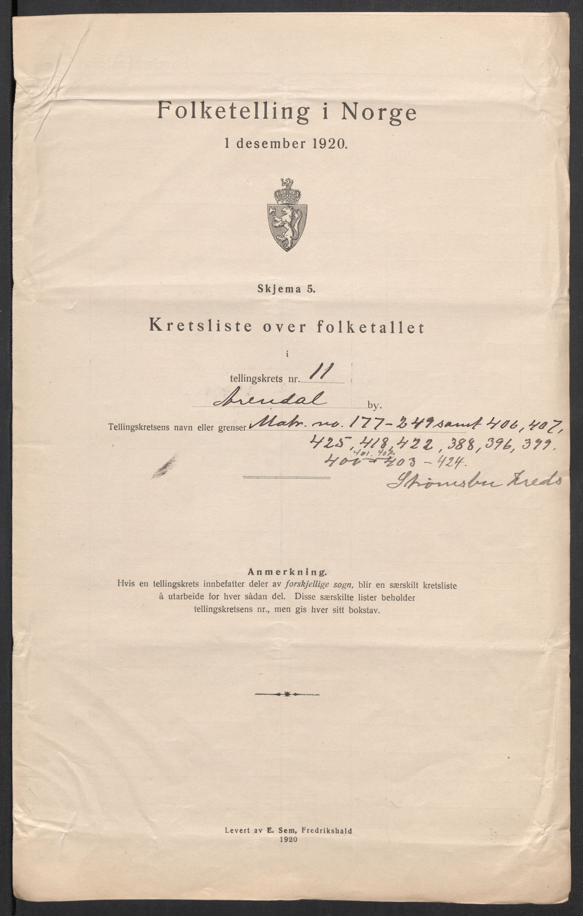 SAK, Folketelling 1920 for 0903 Arendal kjøpstad, 1920, s. 38
