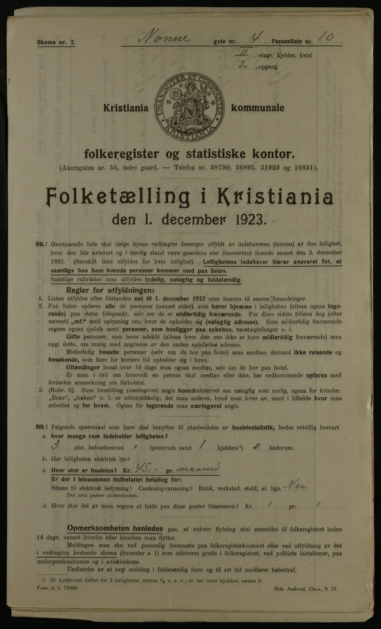 OBA, Kommunal folketelling 1.12.1923 for Kristiania, 1923, s. 78594