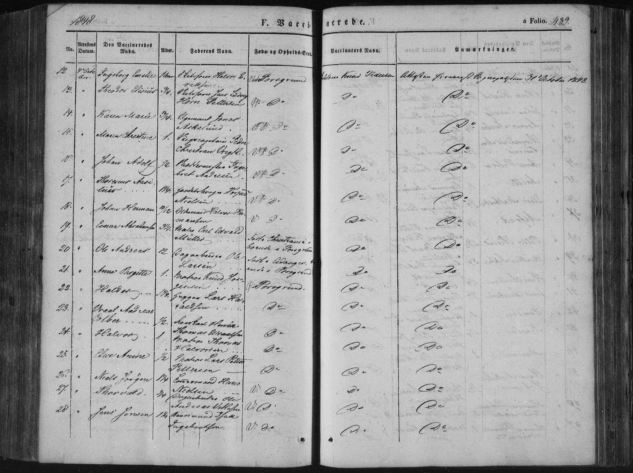 Porsgrunn kirkebøker , AV/SAKO-A-104/F/Fa/L0006: Ministerialbok nr. 6, 1841-1857, s. 489