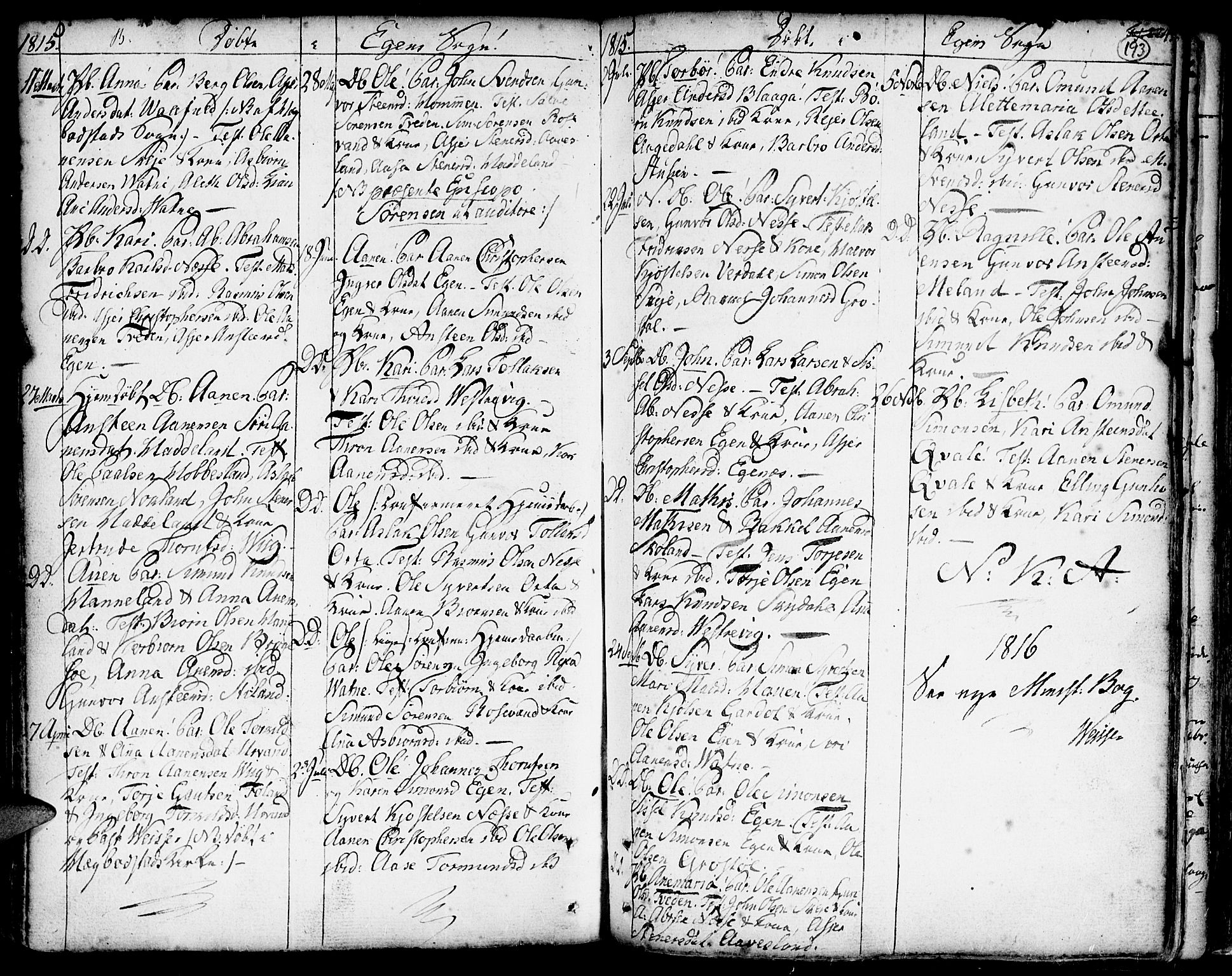 Hægebostad sokneprestkontor, AV/SAK-1111-0024/F/Fa/Faa/L0001: Ministerialbok nr. A 1 /2, 1760-1823, s. 193