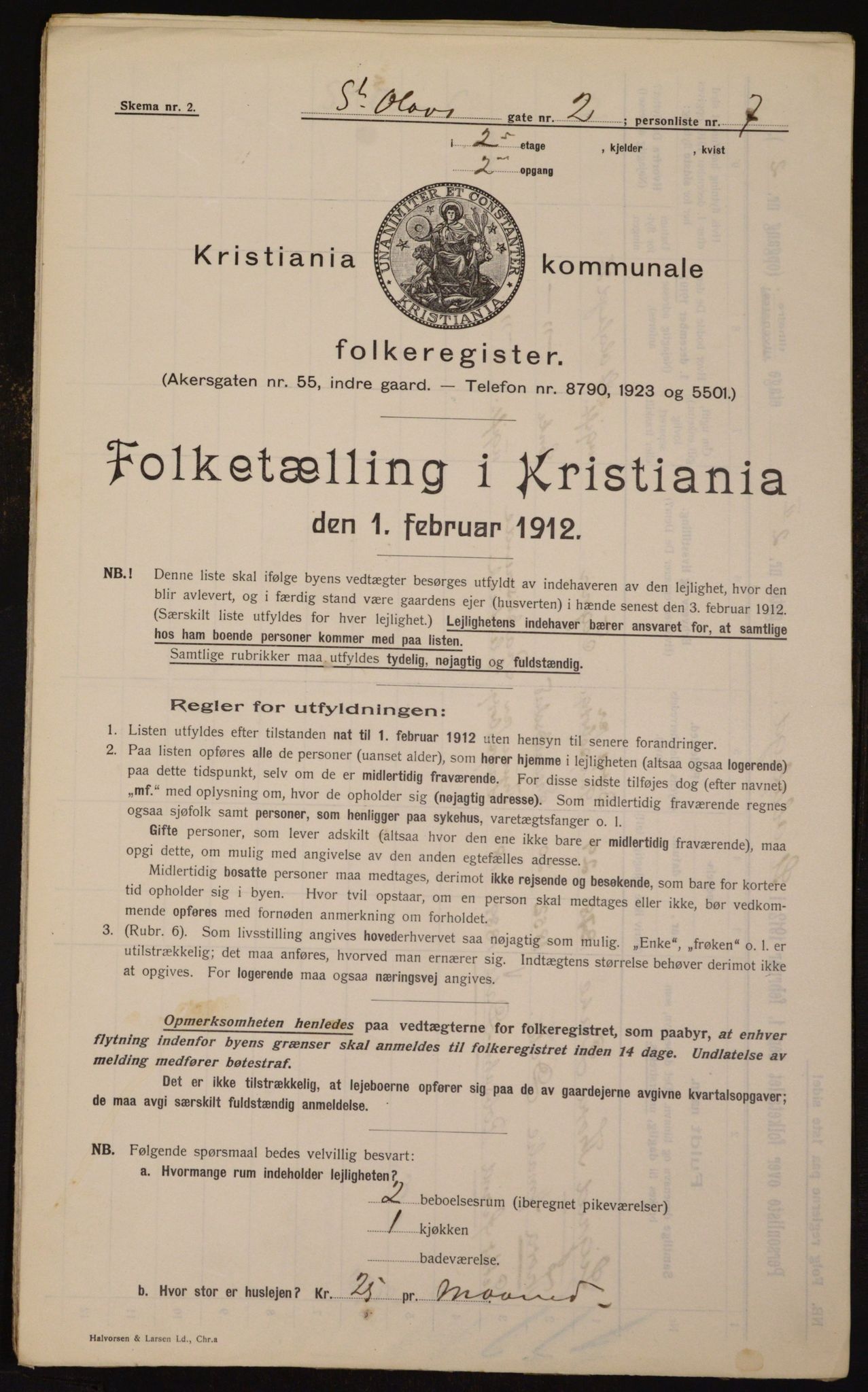 OBA, Kommunal folketelling 1.2.1912 for Kristiania, 1912, s. 88199