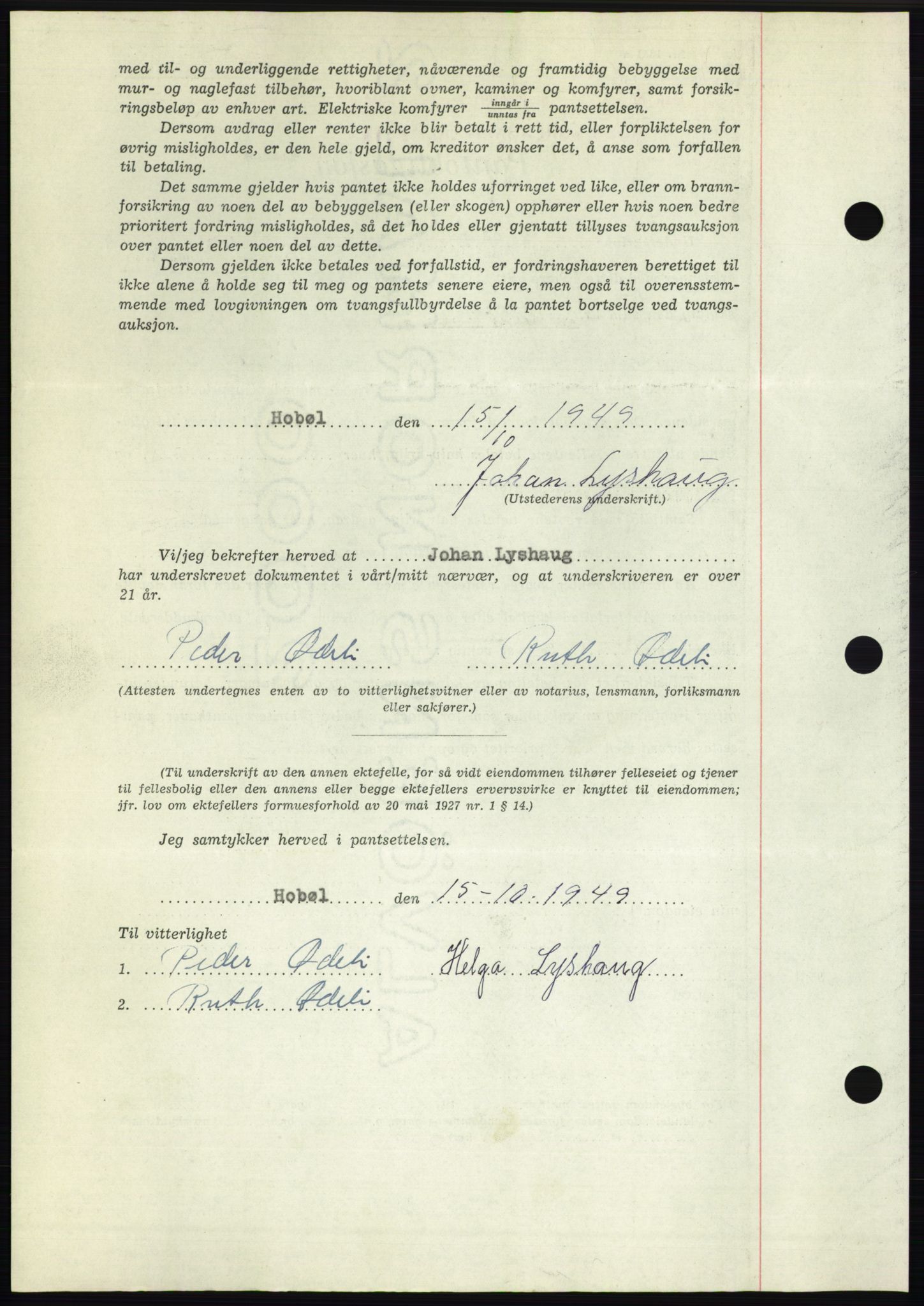 Moss sorenskriveri, SAO/A-10168: Pantebok nr. B23, 1949-1950, Dagboknr: 3191/1949