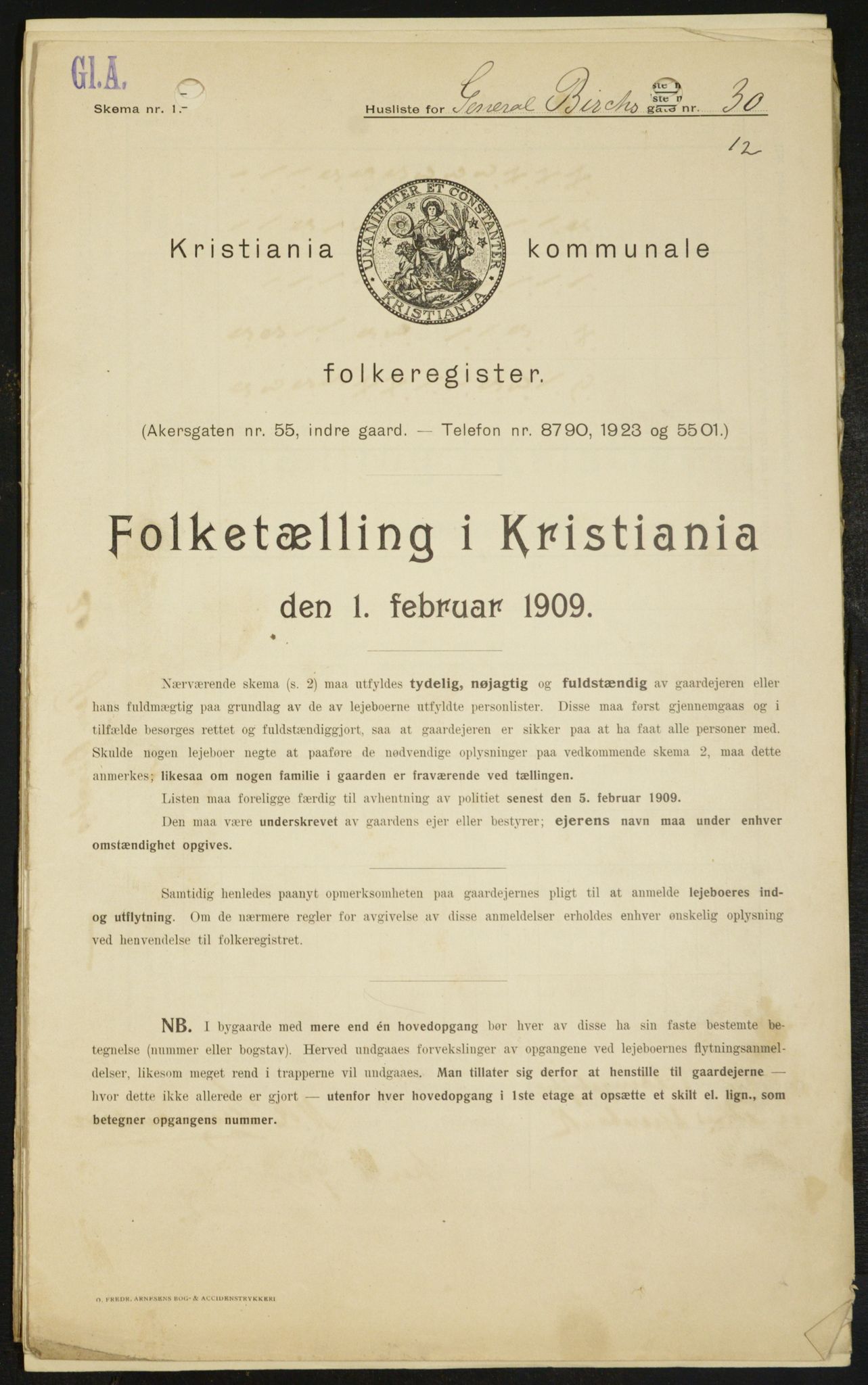 OBA, Kommunal folketelling 1.2.1909 for Kristiania kjøpstad, 1909, s. 26398