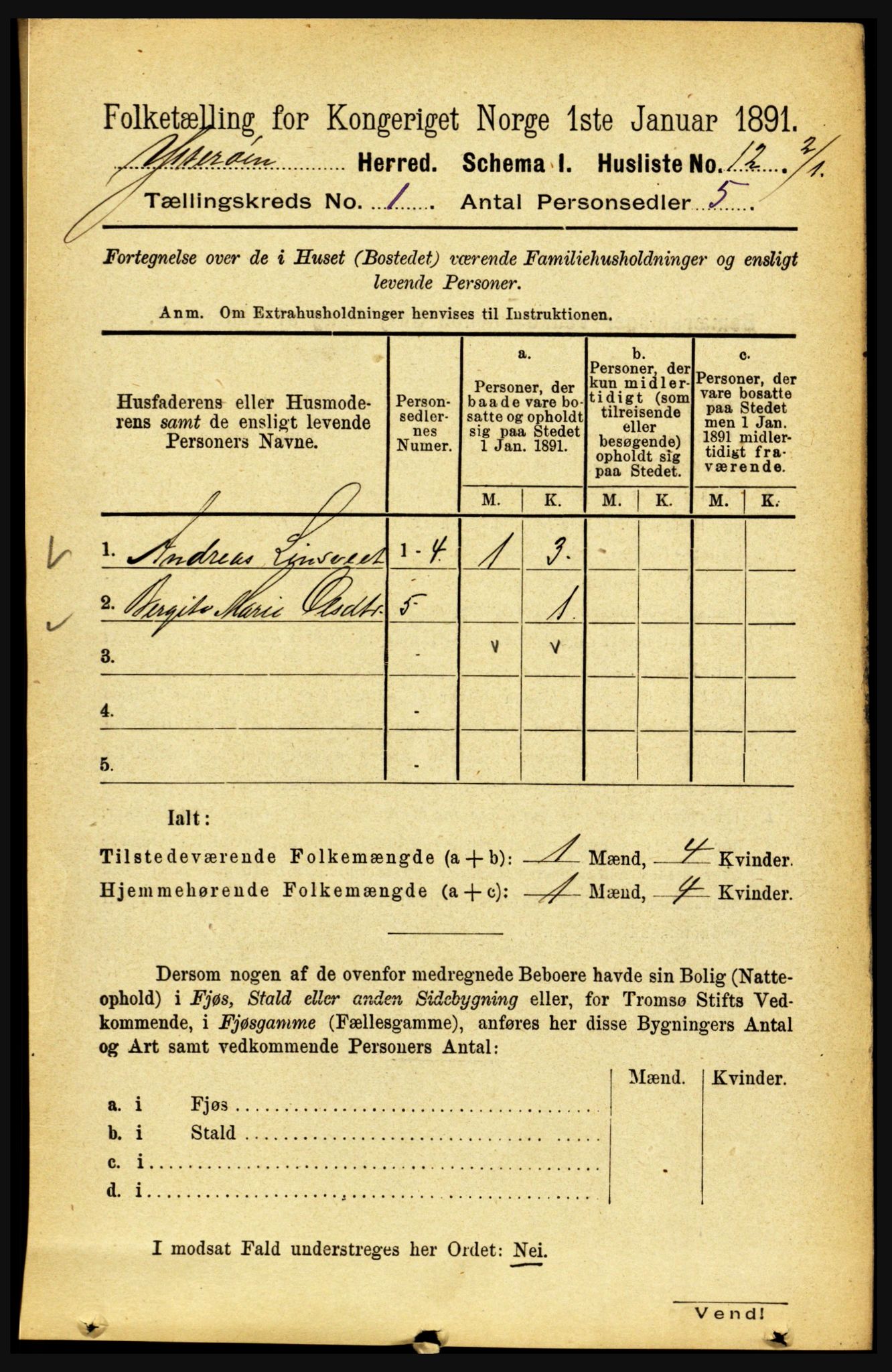 RA, Folketelling 1891 for 1722 Ytterøy herred, 1891, s. 24