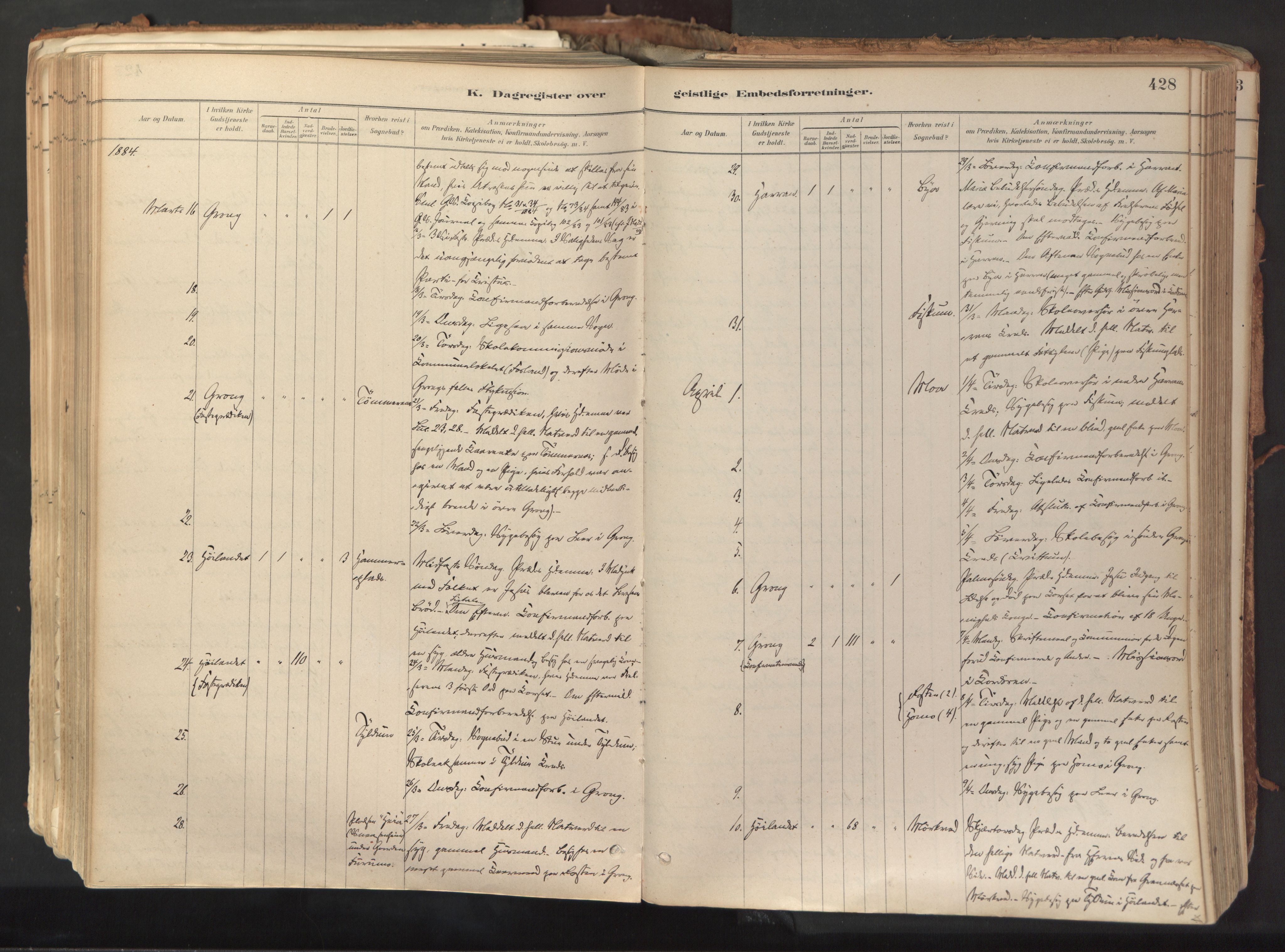 Ministerialprotokoller, klokkerbøker og fødselsregistre - Nord-Trøndelag, AV/SAT-A-1458/758/L0519: Ministerialbok nr. 758A04, 1880-1926, s. 428