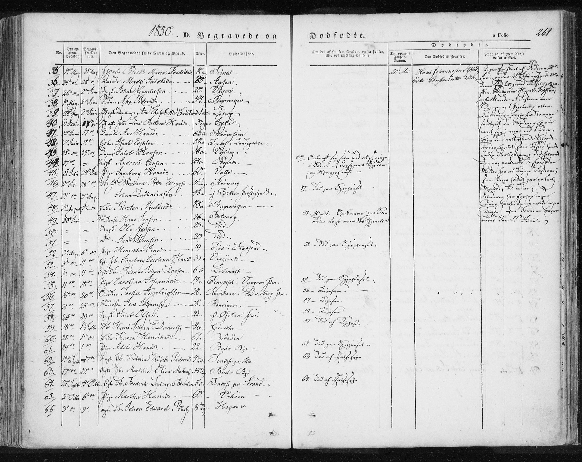 Ministerialprotokoller, klokkerbøker og fødselsregistre - Nordland, AV/SAT-A-1459/801/L0007: Ministerialbok nr. 801A07, 1845-1863, s. 261