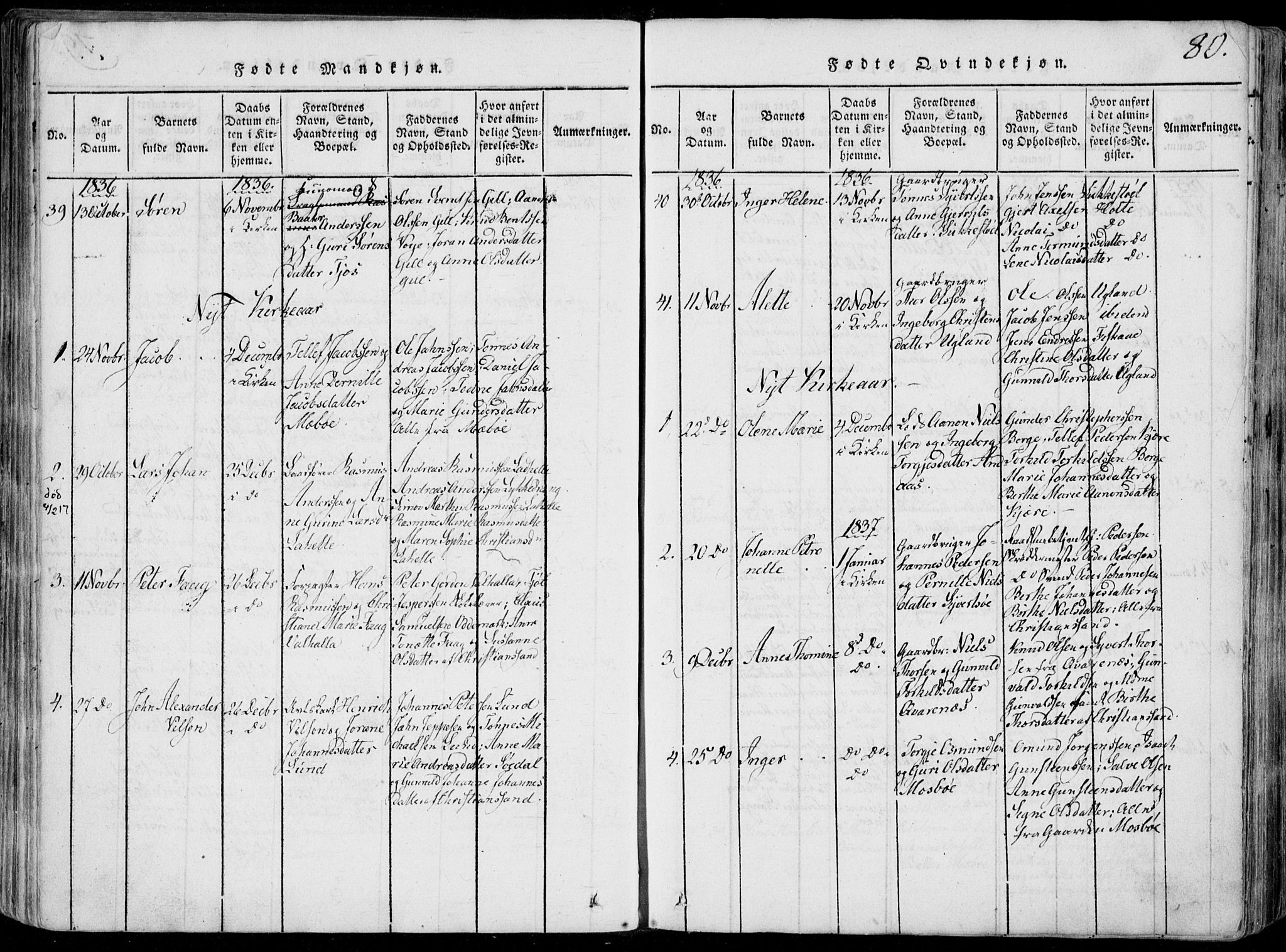 Oddernes sokneprestkontor, SAK/1111-0033/F/Fa/Faa/L0005: Ministerialbok nr. A 5, 1820-1838, s. 80