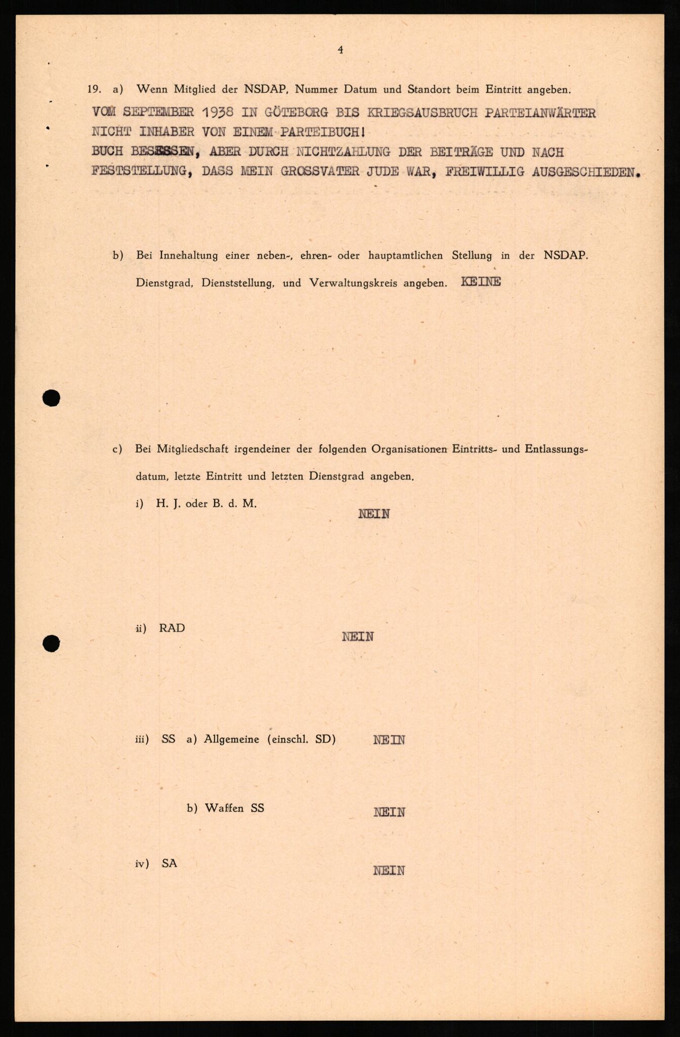 Forsvaret, Forsvarets overkommando II, RA/RAFA-3915/D/Db/L0029: CI Questionaires. Tyske okkupasjonsstyrker i Norge. Tyskere., 1945-1946, s. 160