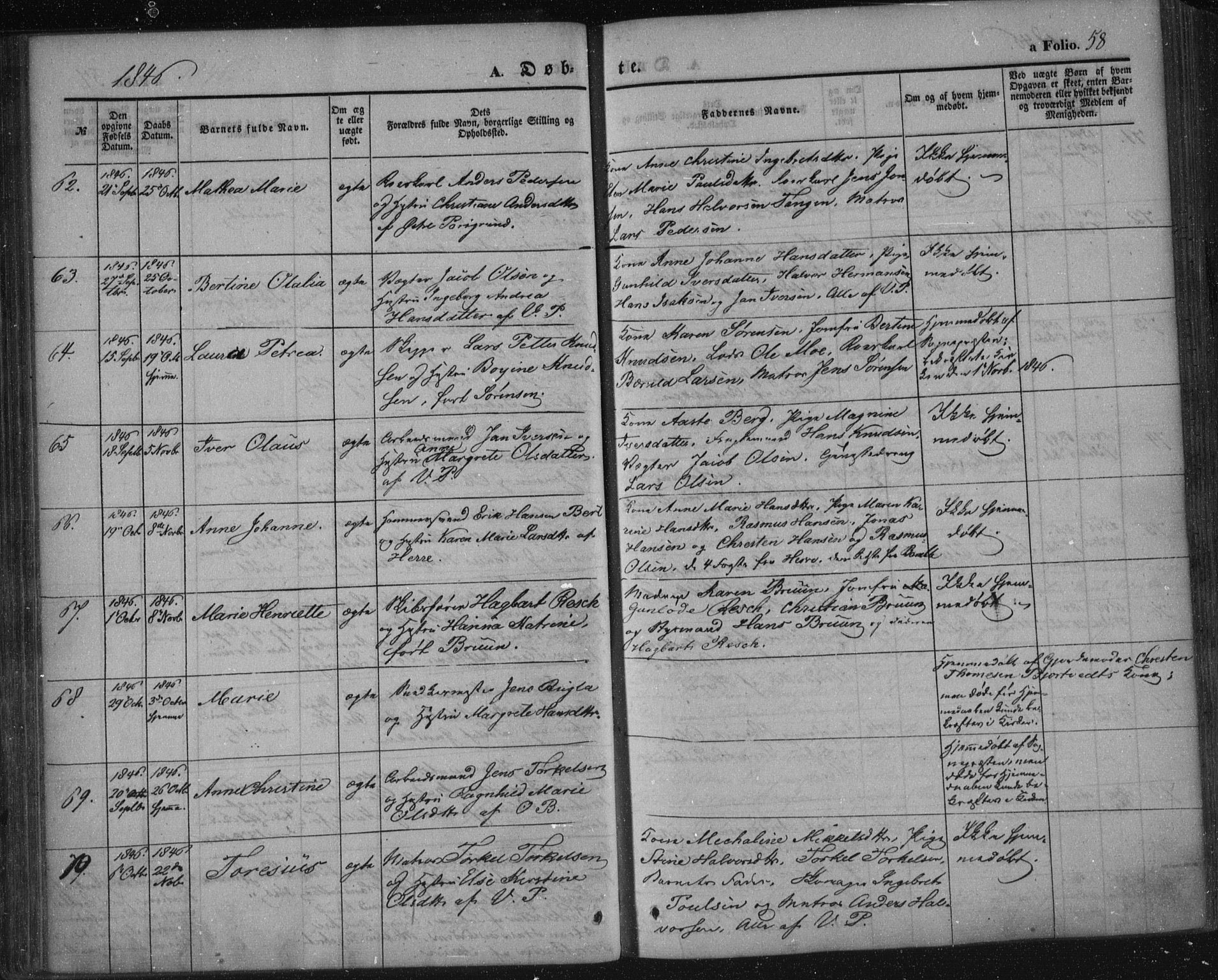Porsgrunn kirkebøker , AV/SAKO-A-104/F/Fa/L0006: Ministerialbok nr. 6, 1841-1857, s. 58