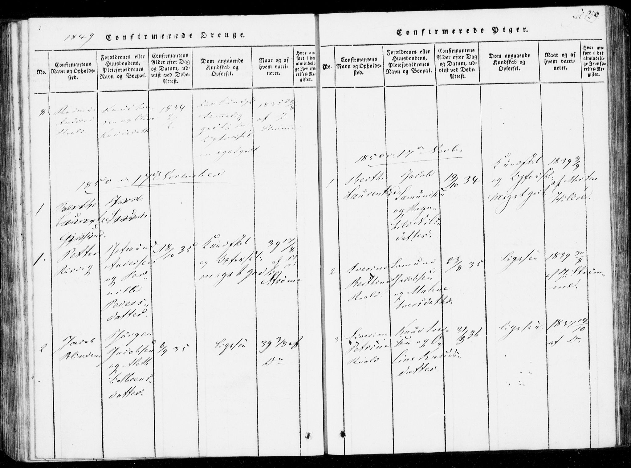 Ministerialprotokoller, klokkerbøker og fødselsregistre - Møre og Romsdal, AV/SAT-A-1454/537/L0517: Ministerialbok nr. 537A01, 1818-1862, s. 259