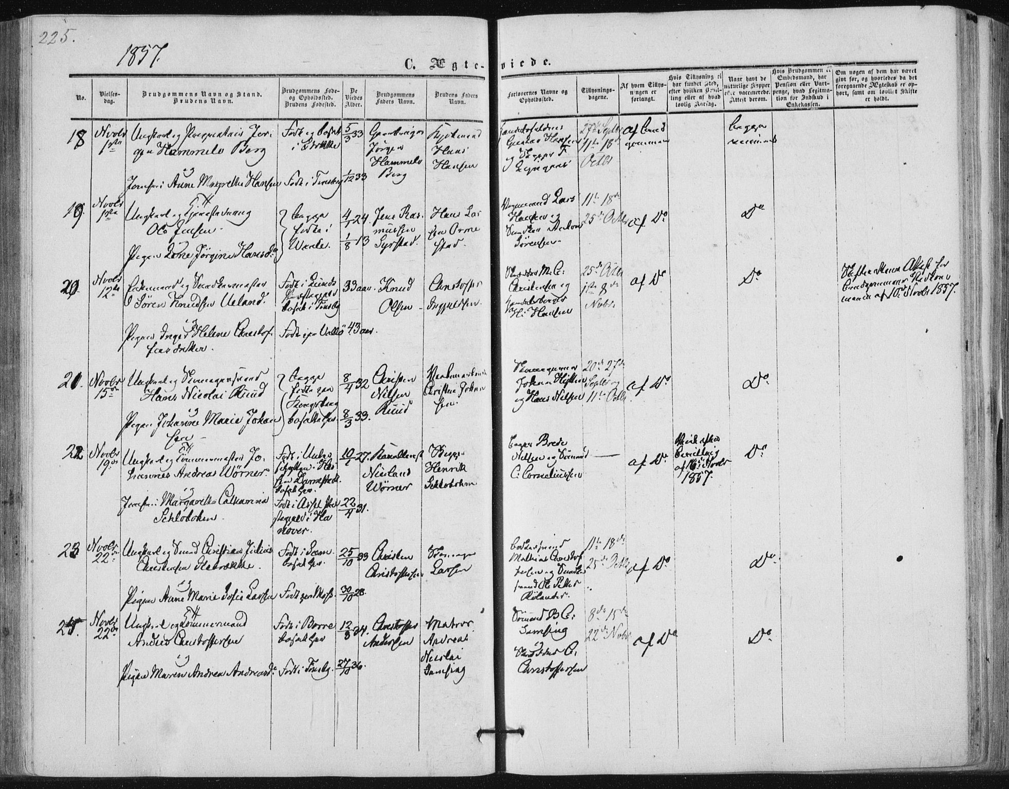 Tønsberg kirkebøker, AV/SAKO-A-330/F/Fa/L0008: Ministerialbok nr. I 8, 1855-1864, s. 225