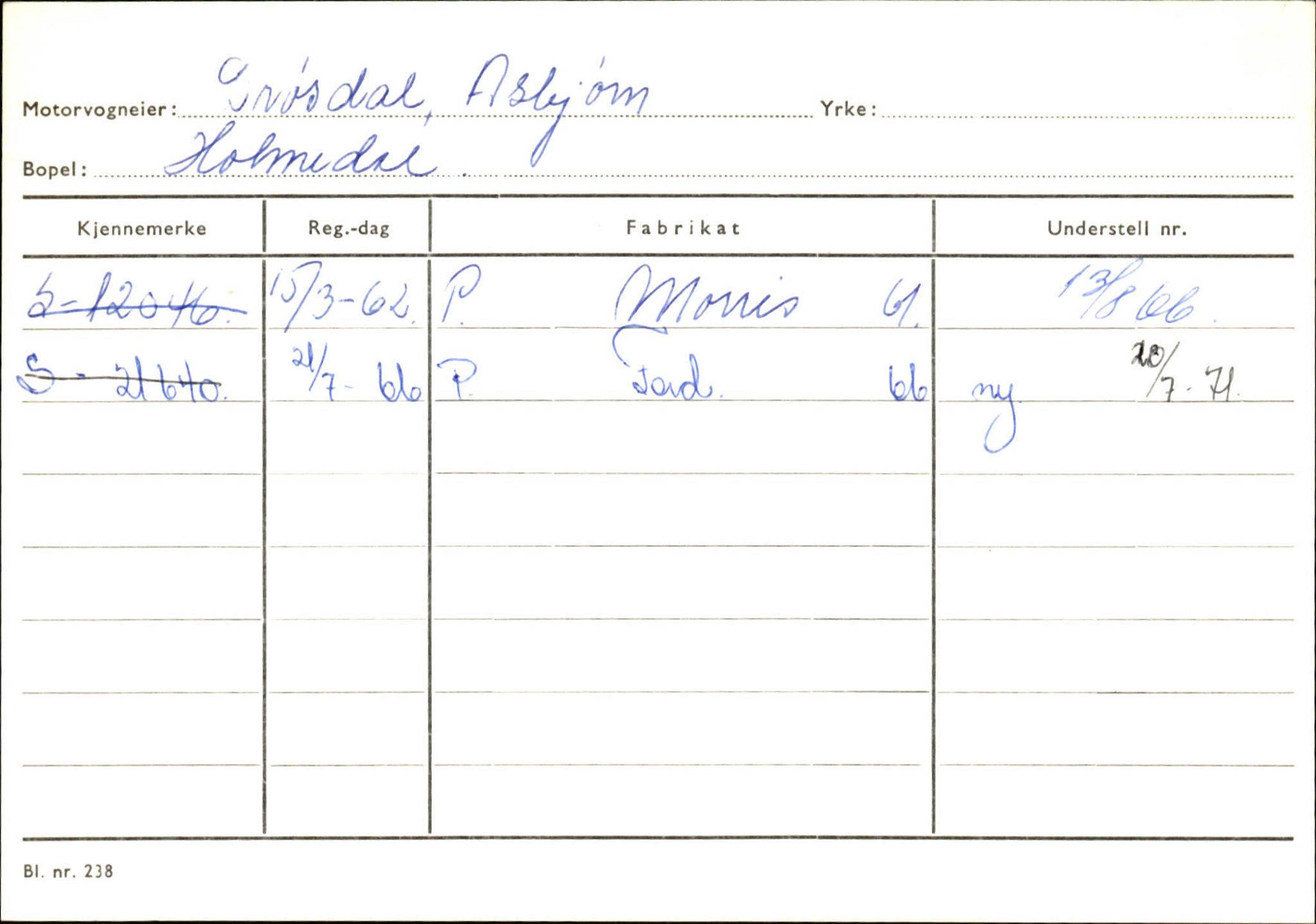 Statens vegvesen, Sogn og Fjordane vegkontor, AV/SAB-A-5301/4/F/L0132: Eigarregister Askvoll A-Å. Balestrand A-Å, 1945-1975, s. 167