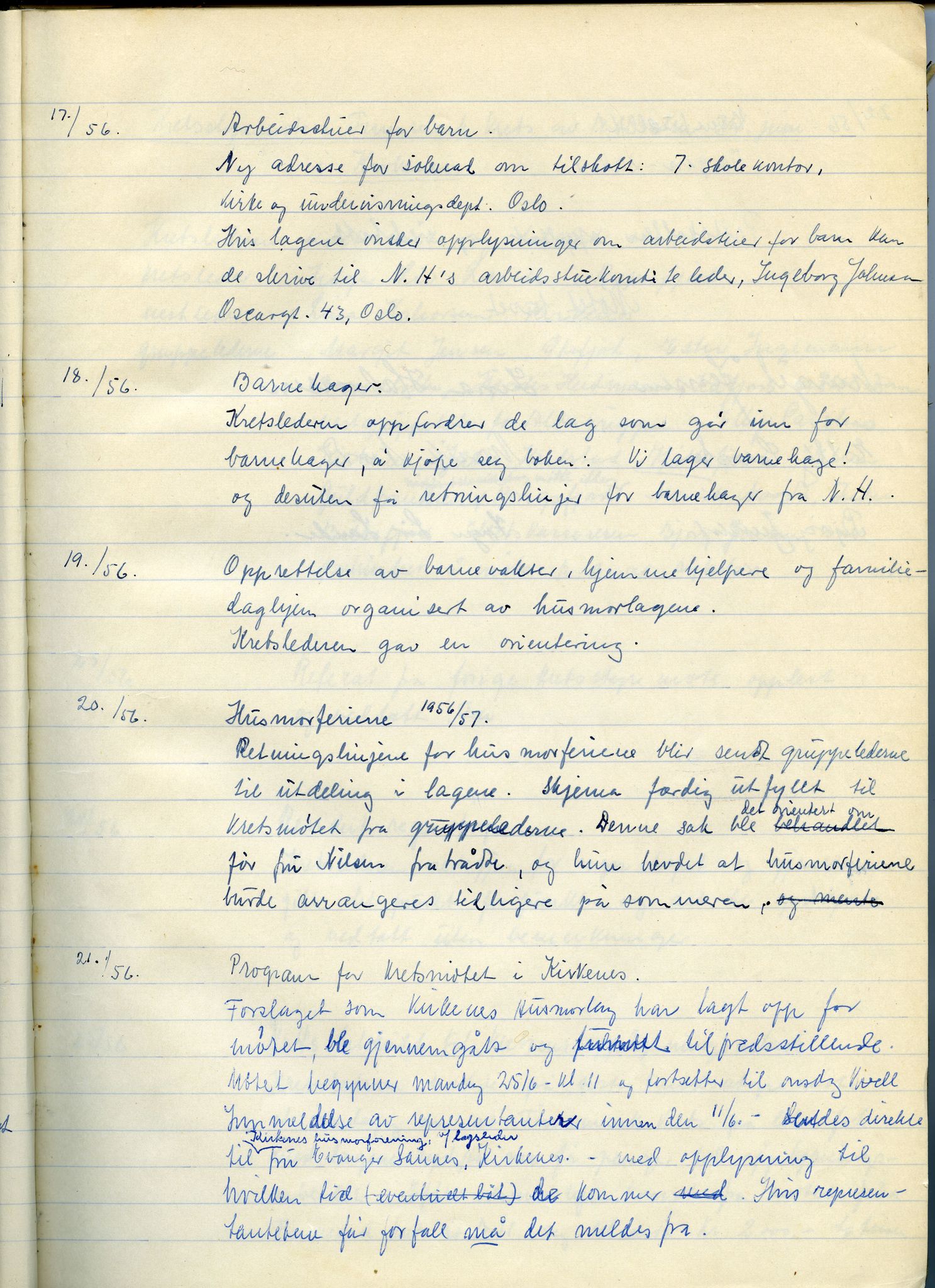 Finnmark krets av Norges Kvinne- og familieforbund, FMFB/A-1233/A/Ab/L0005: Møteprotokoll , 1956-1970