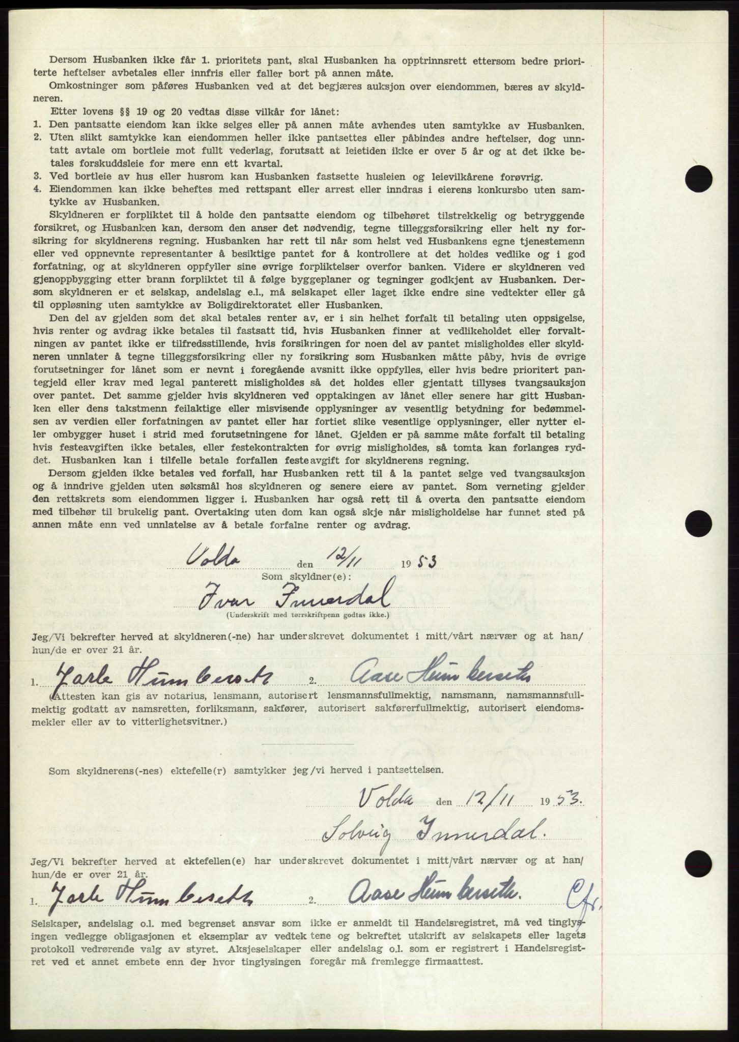 Søre Sunnmøre sorenskriveri, AV/SAT-A-4122/1/2/2C/L0124: Pantebok nr. 12B, 1953-1954, Dagboknr: 2767/1953