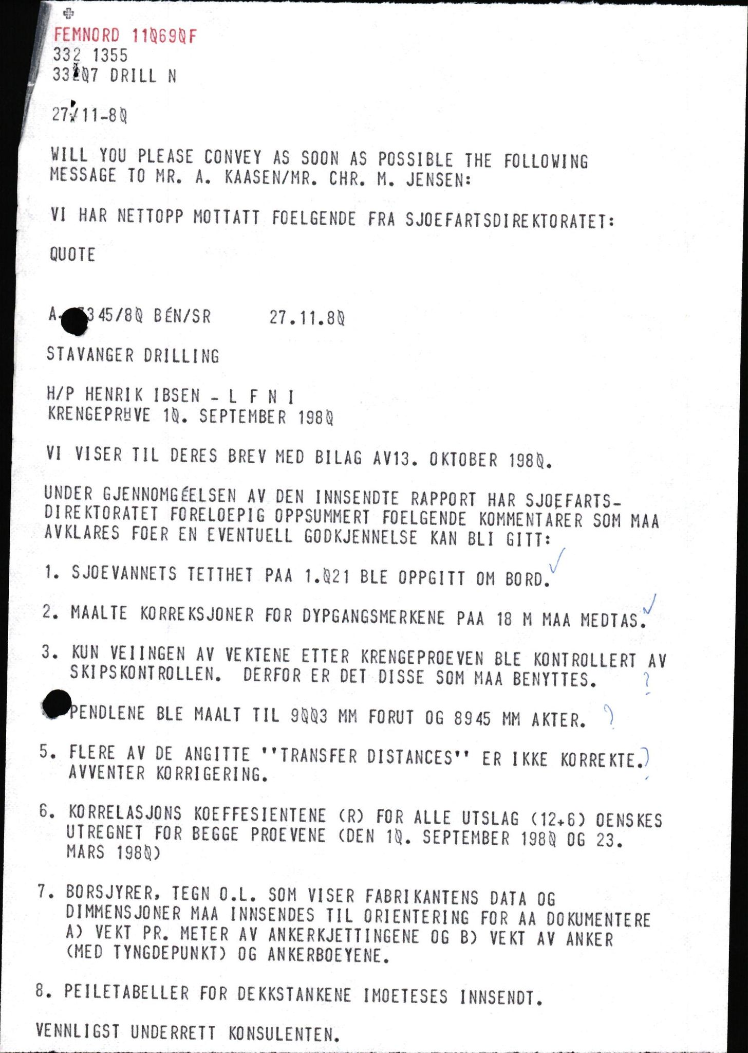 Pa 1503 - Stavanger Drilling AS, AV/SAST-A-101906/2/E/Ec/Eca/L0011: Sak og korrespondanse, 1980-1981