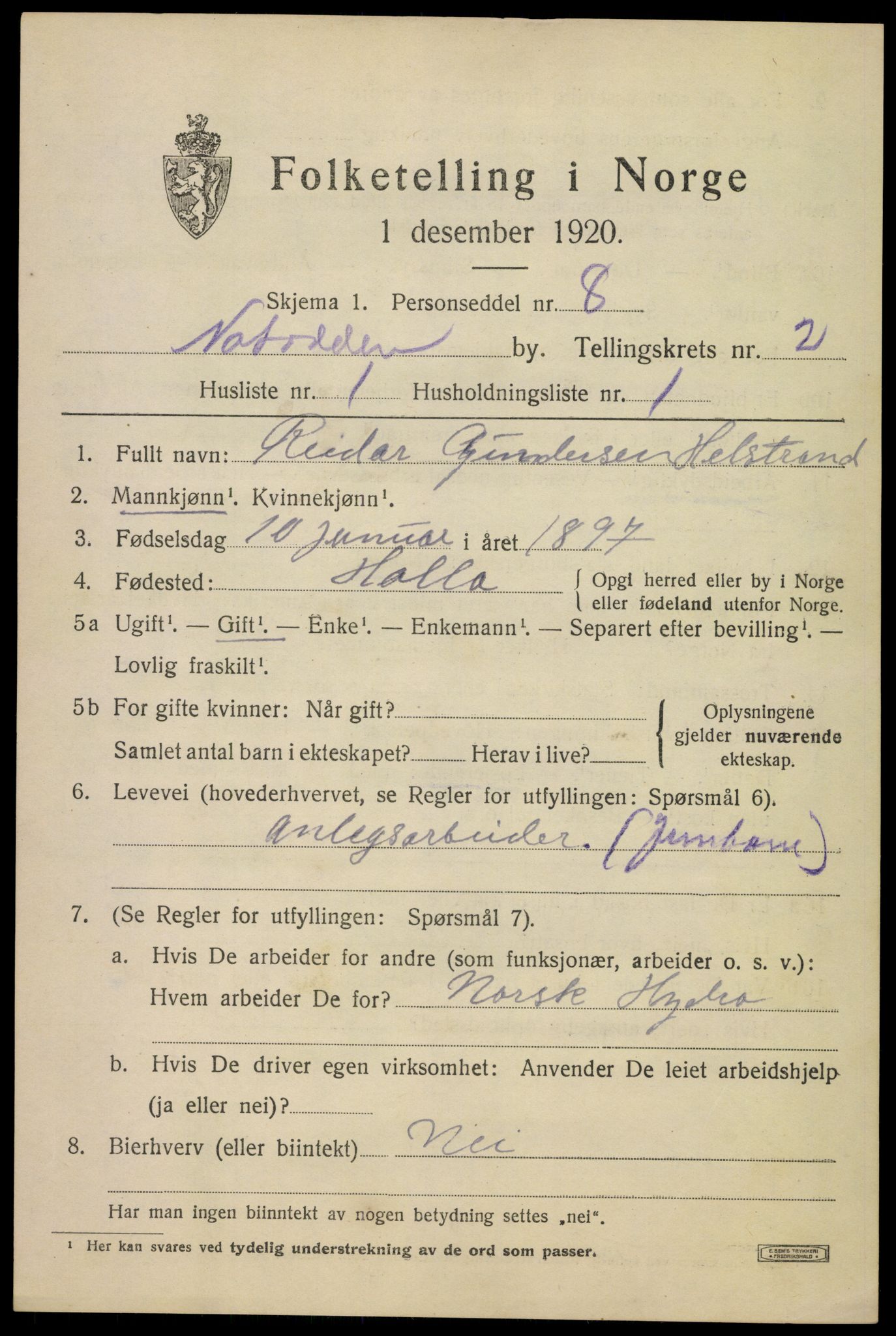 SAKO, Folketelling 1920 for 0807 Notodden kjøpstad, 1920, s. 6580