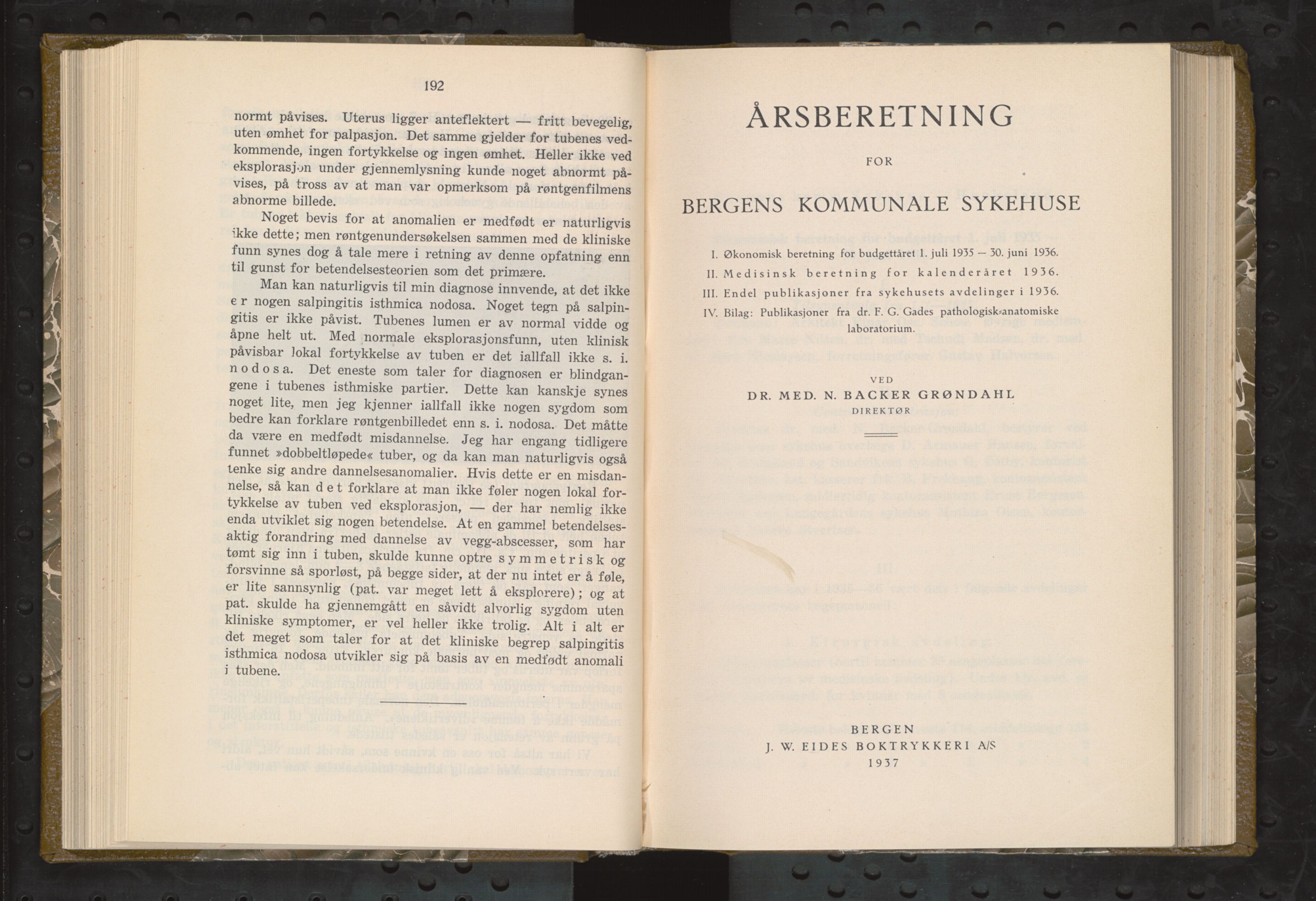 Haukeland Sykehus, Direktøren, BBA/A-2050.04/Æa/L0005: Årsberetninger 1933-1937, 1933-1937, s. 200