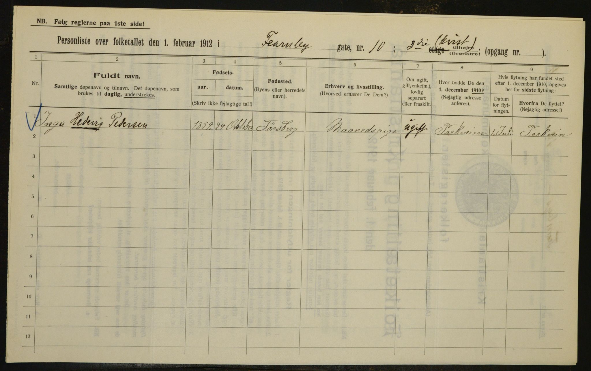 OBA, Kommunal folketelling 1.2.1912 for Kristiania, 1912, s. 23957