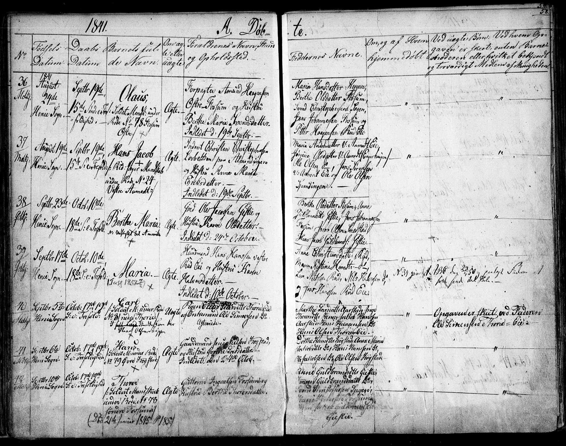 Gjerdrum prestekontor Kirkebøker, AV/SAO-A-10412b/F/Fa/L0005: Ministerialbok nr. I 5, 1835-1845, s. 58