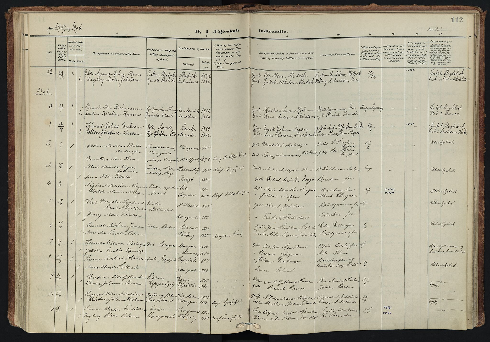 Tranøy sokneprestkontor, AV/SATØ-S-1313/I/Ia/Iaa/L0014kirke: Ministerialbok nr. 14, 1905-1919, s. 112