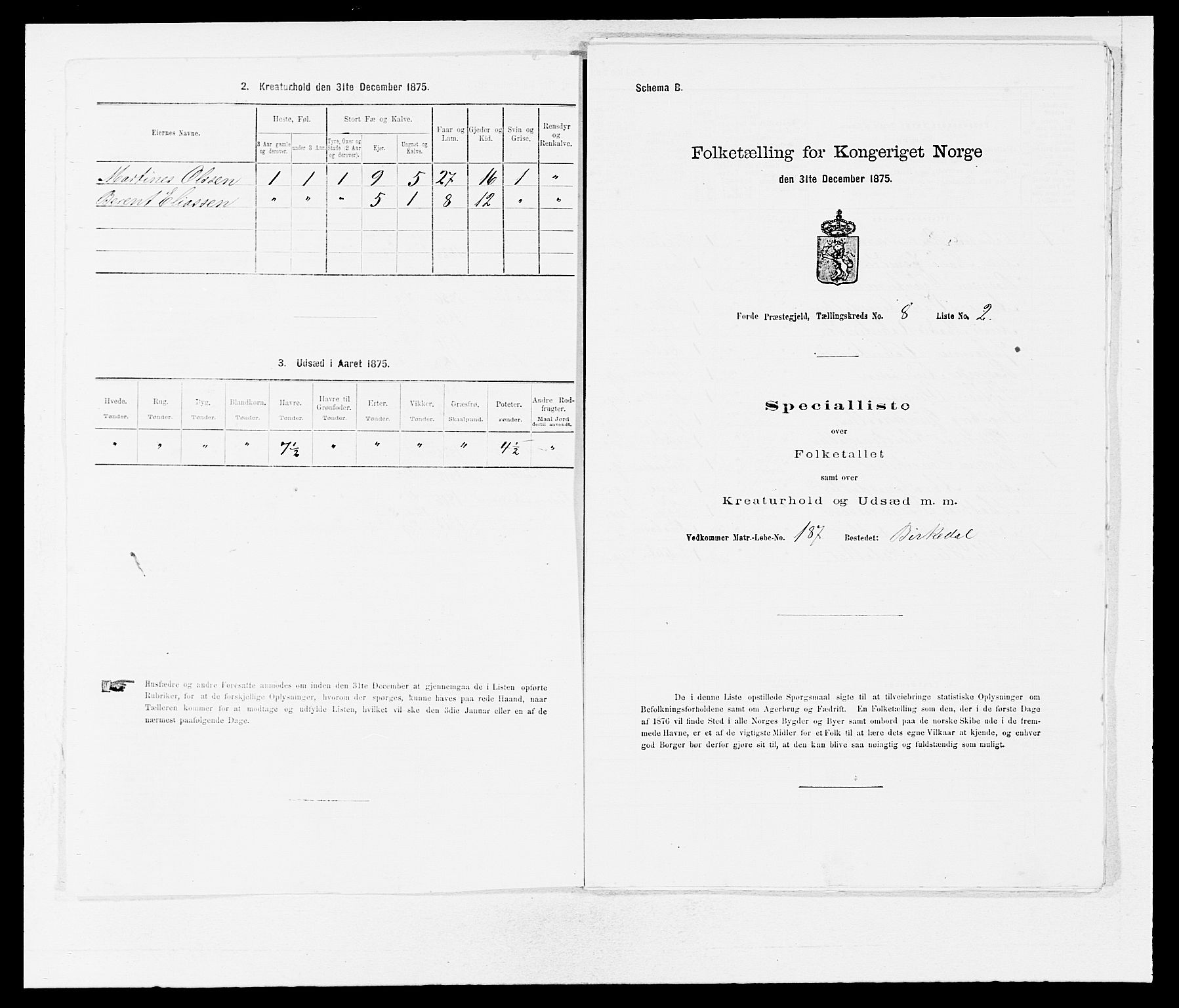 SAB, Folketelling 1875 for 1432P Førde prestegjeld, 1875, s. 881