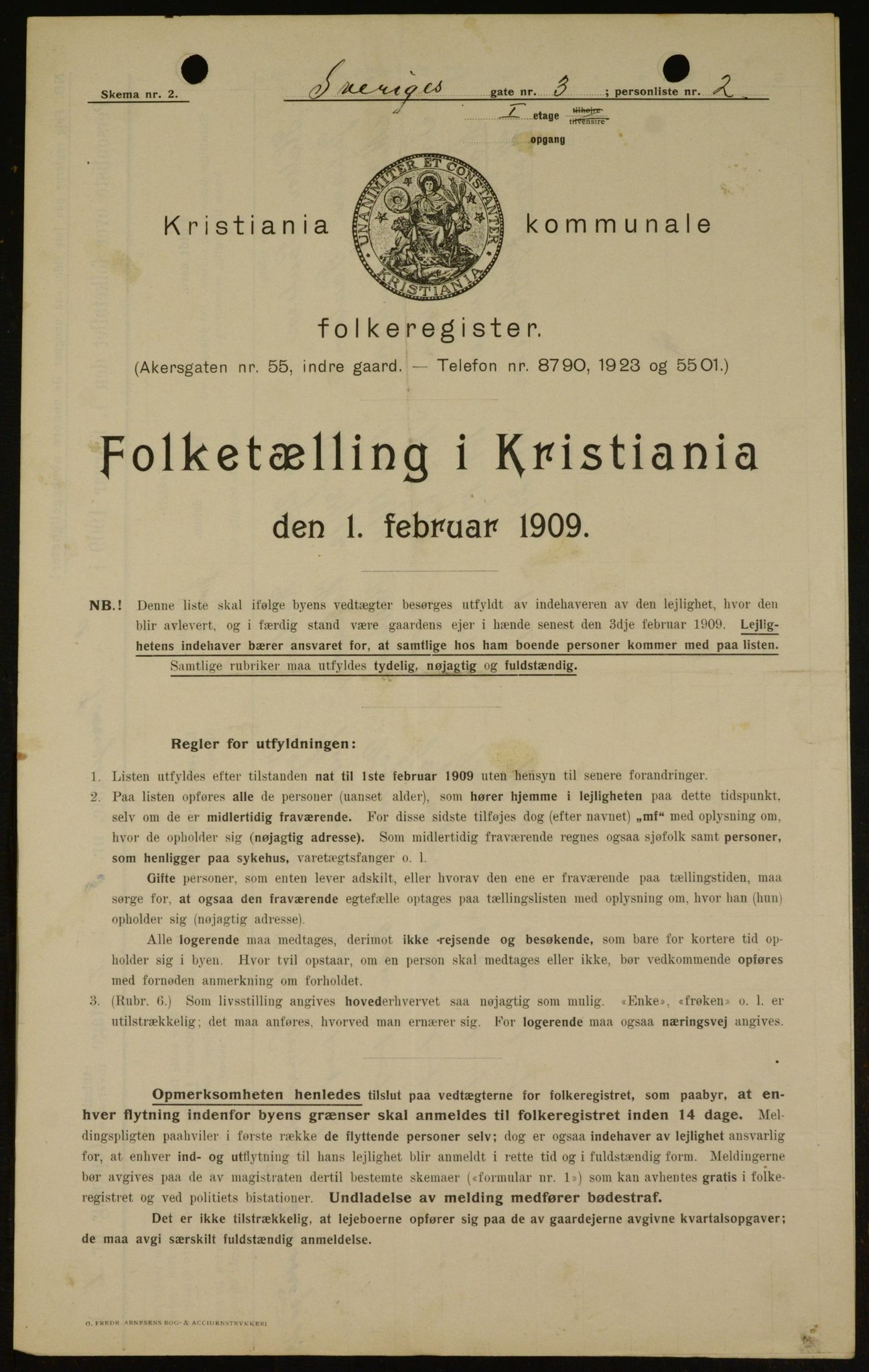 OBA, Kommunal folketelling 1.2.1909 for Kristiania kjøpstad, 1909, s. 95700