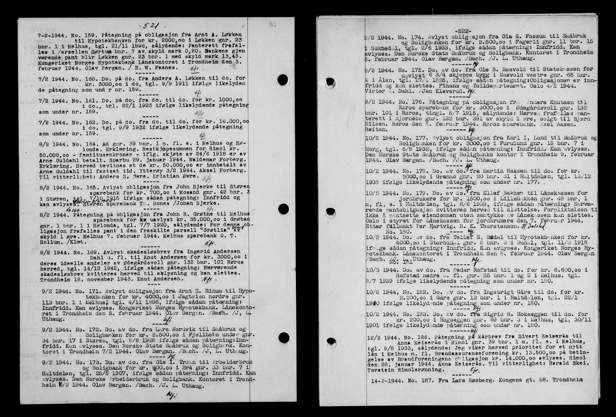 Gauldal sorenskriveri, SAT/A-0014/1/2/2C/L0057: Pantebok nr. 62, 1943-1944, Dagboknr: 159/1944