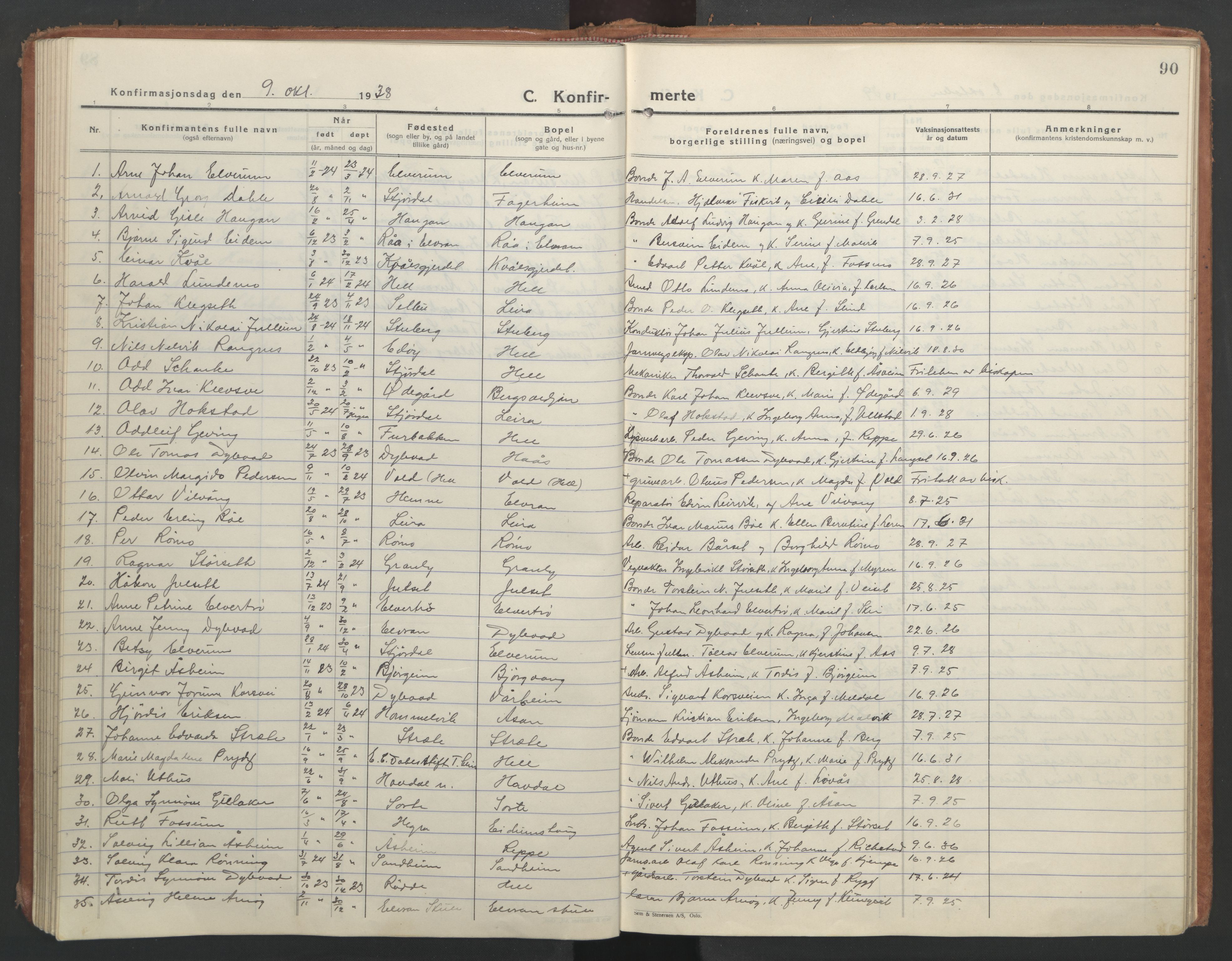 Ministerialprotokoller, klokkerbøker og fødselsregistre - Nord-Trøndelag, AV/SAT-A-1458/710/L0097: Klokkerbok nr. 710C02, 1925-1955, s. 90