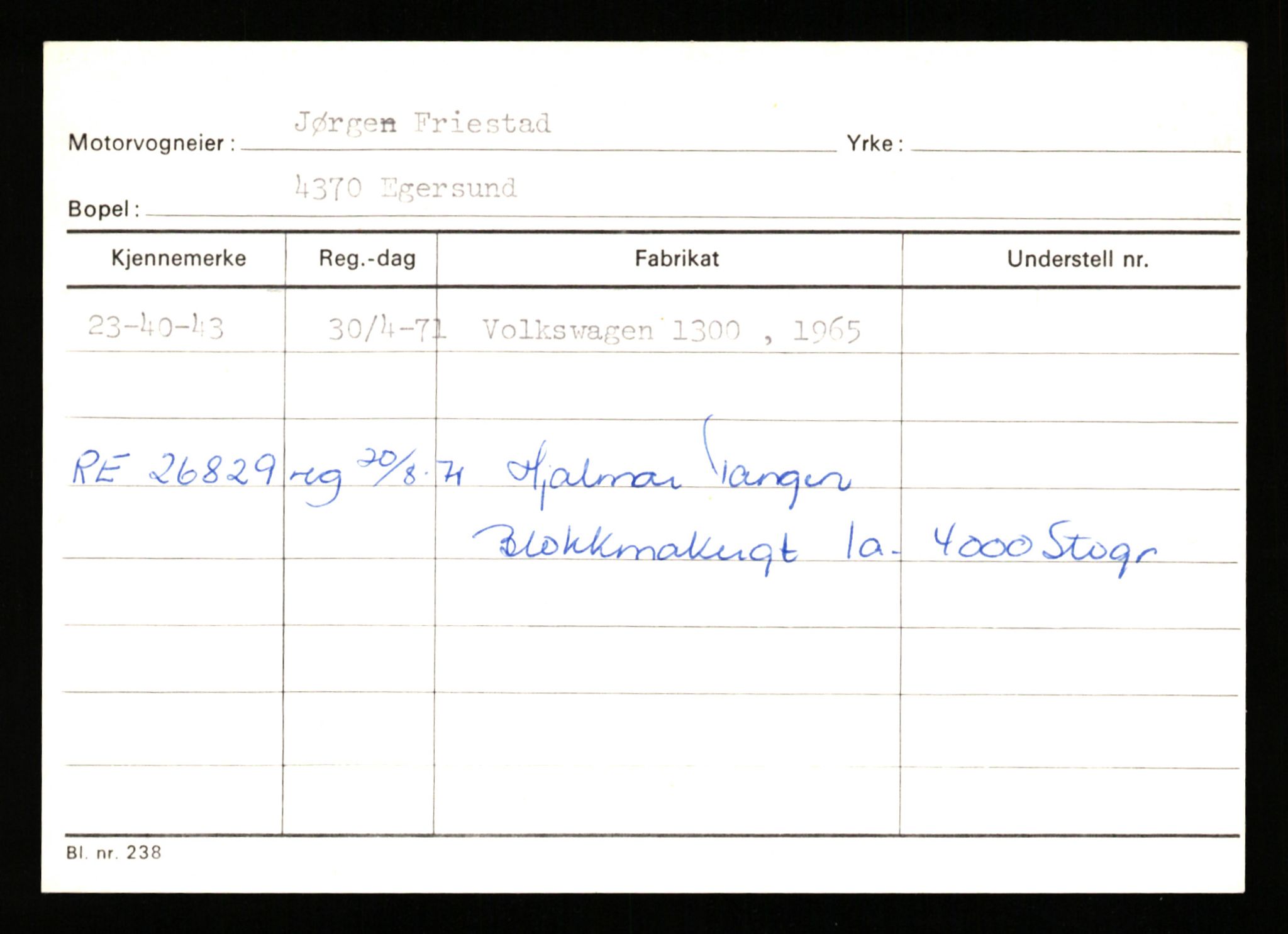 Stavanger trafikkstasjon, AV/SAST-A-101942/0/G/L0010: Registreringsnummer: 130000 - 239953, 1930-1971, s. 2963