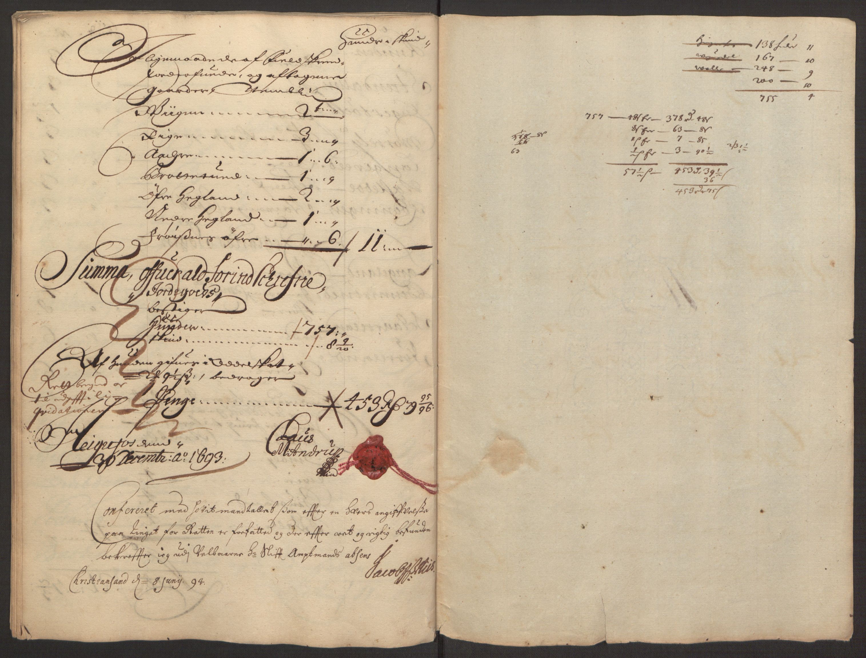 Rentekammeret inntil 1814, Reviderte regnskaper, Fogderegnskap, RA/EA-4092/R40/L2444: Fogderegnskap Råbyggelag, 1693-1696, s. 80