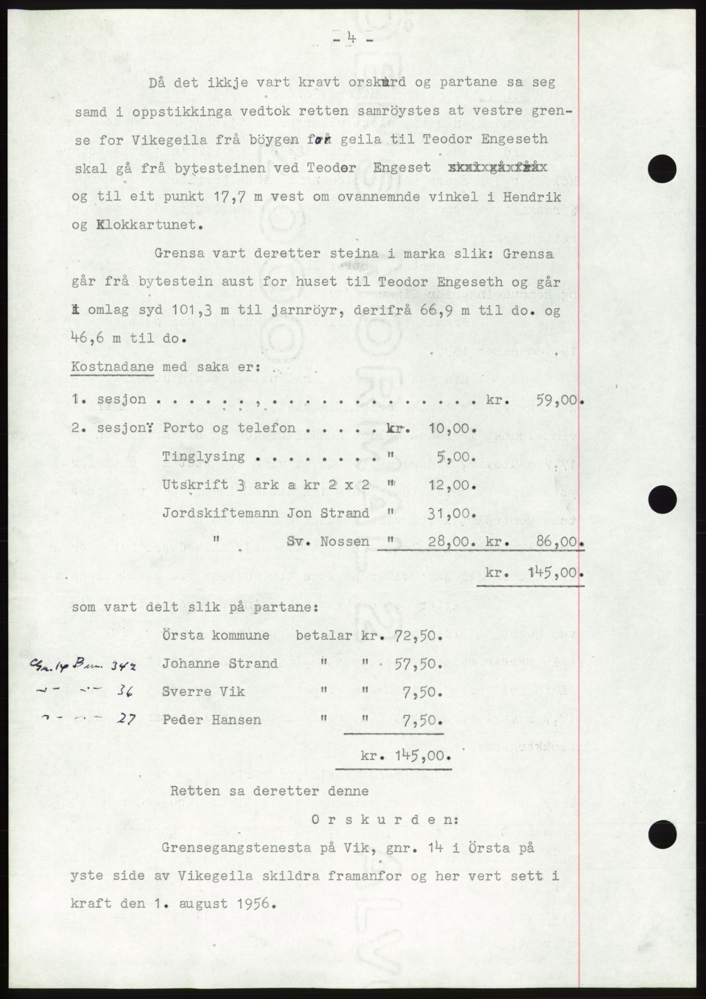 Søre Sunnmøre sorenskriveri, AV/SAT-A-4122/1/2/2C/L0105: Pantebok nr. 31A, 1956-1957, Dagboknr: 142/1957