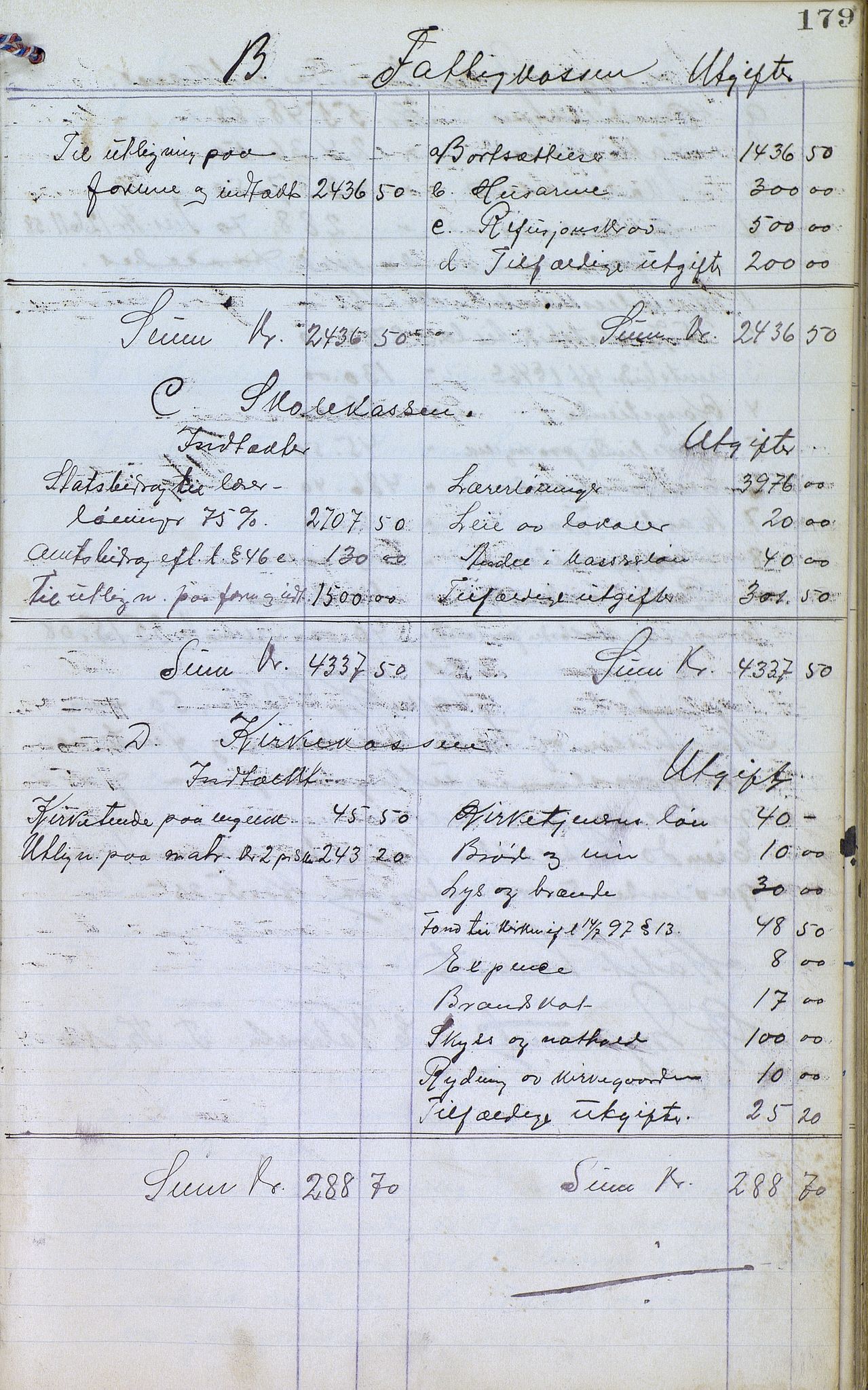 Øvre Sirdal kommune - Formannskapet/Kommunestyret, ARKSOR/1046ØS120/A/L0001: Møtebok (d), 1905-1917, s. 179
