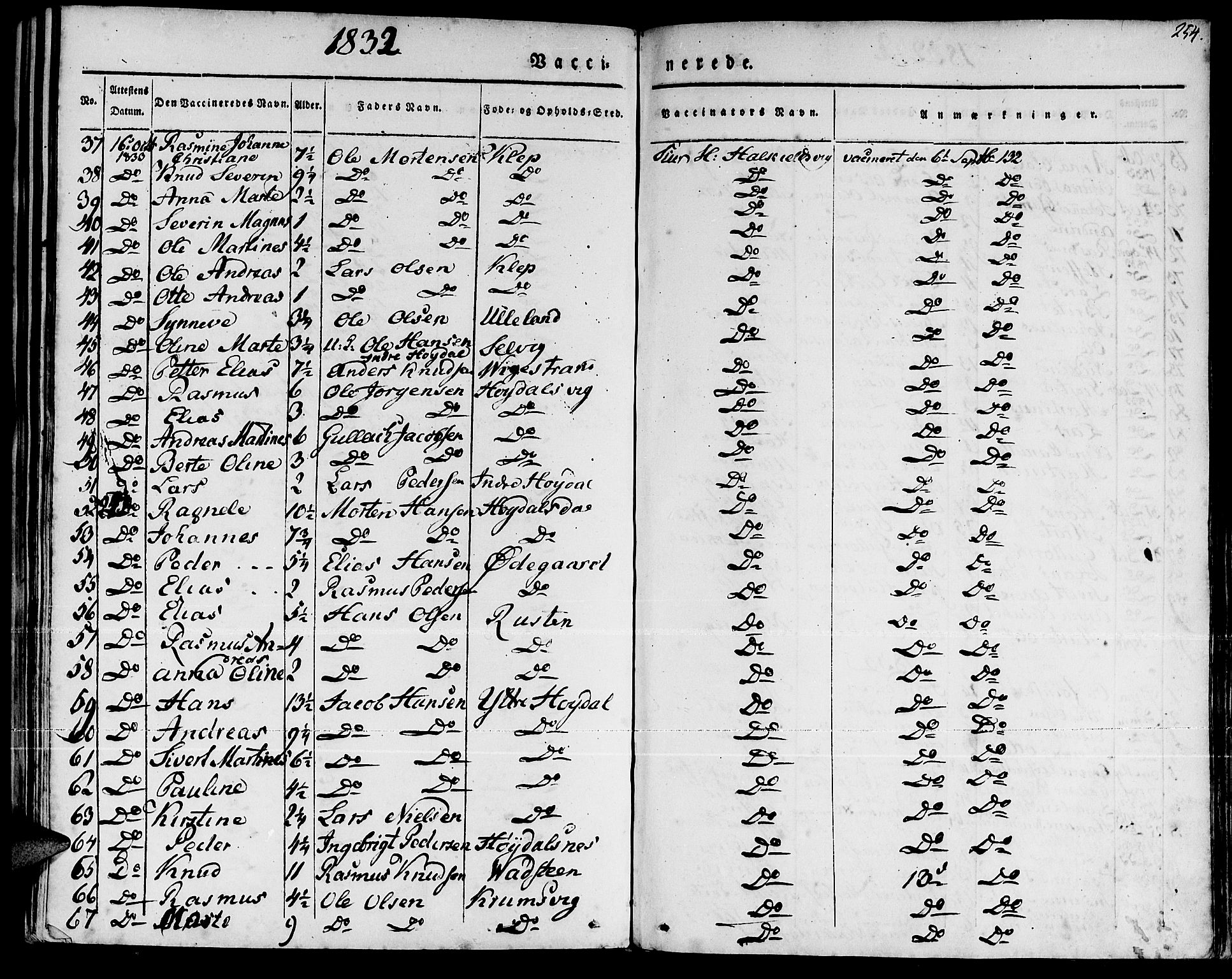 Ministerialprotokoller, klokkerbøker og fødselsregistre - Møre og Romsdal, SAT/A-1454/511/L0139: Ministerialbok nr. 511A06, 1831-1850, s. 254