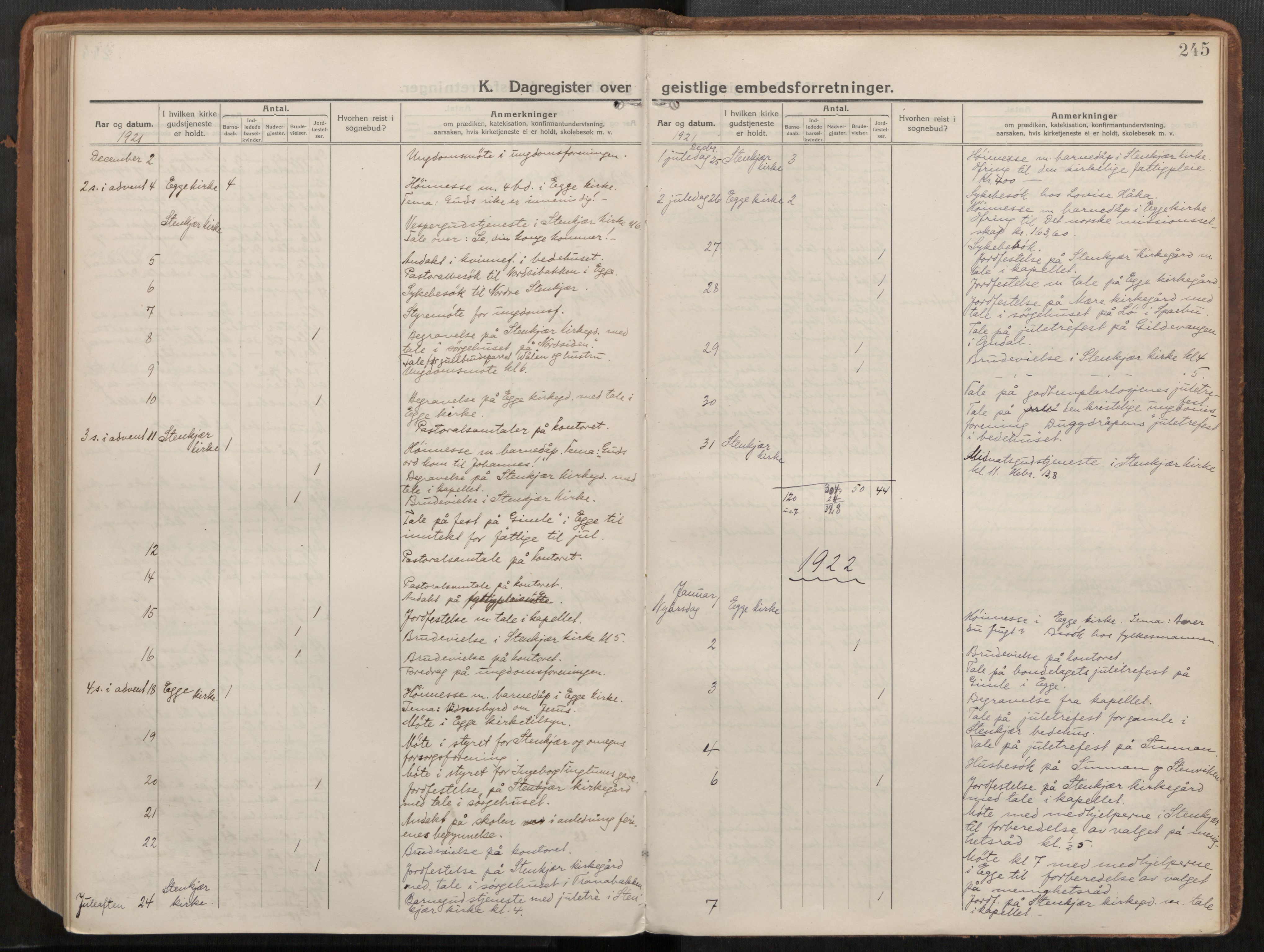 Steinkjer sokneprestkontor, AV/SAT-A-1541/01/H/Ha/Haa/L0003: Ministerialbok nr. 3, 1913-1922, s. 245