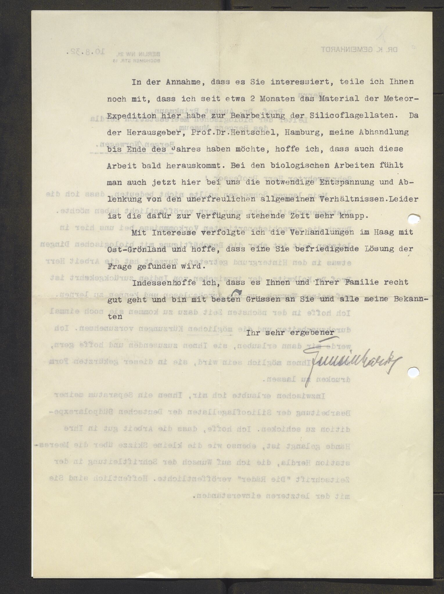 Bergens Museum, AV/SAB-A-17301/13/D/L0002: Korrespondanse , 1928-1940, s. 467