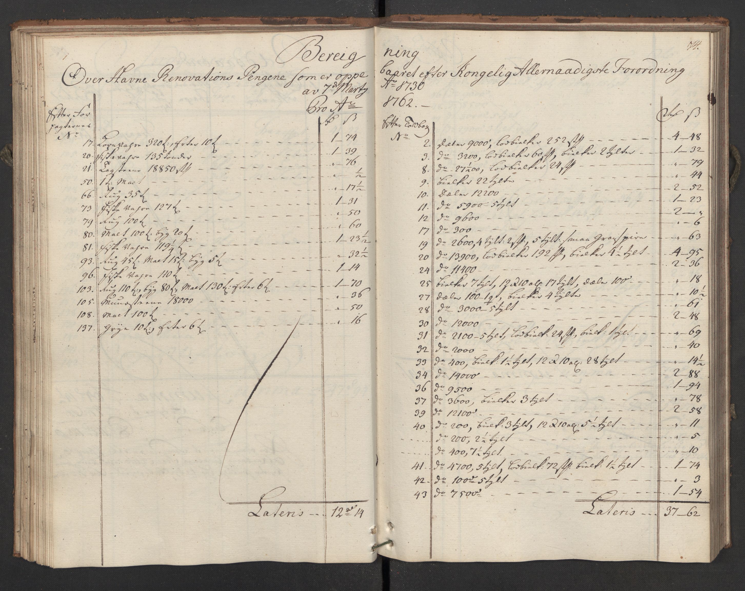Generaltollkammeret, tollregnskaper, AV/RA-EA-5490/R02/L0035/0001: Tollregnskaper Fredrikstad / Utgående hovedtollbok, 1762, s. 73b-74a