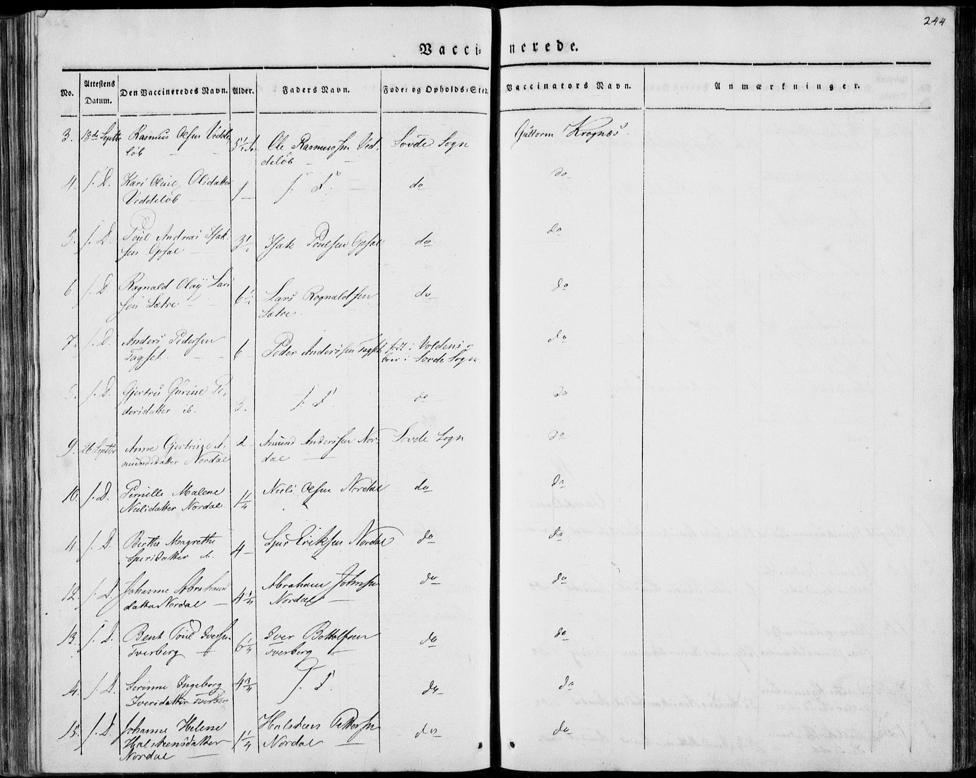 Ministerialprotokoller, klokkerbøker og fødselsregistre - Møre og Romsdal, AV/SAT-A-1454/501/L0005: Ministerialbok nr. 501A05, 1831-1844, s. 244