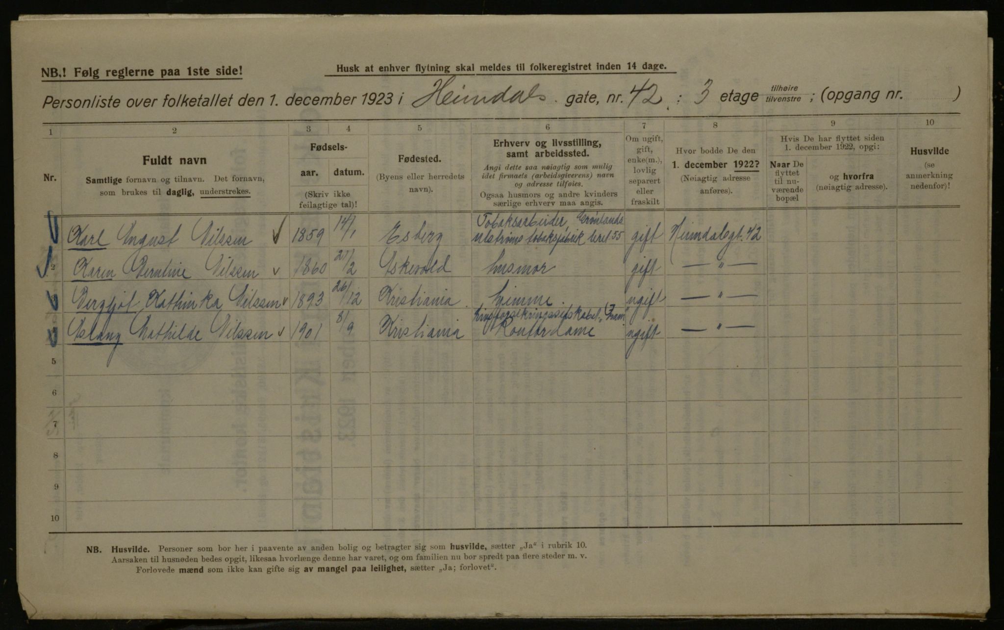 OBA, Kommunal folketelling 1.12.1923 for Kristiania, 1923, s. 42169