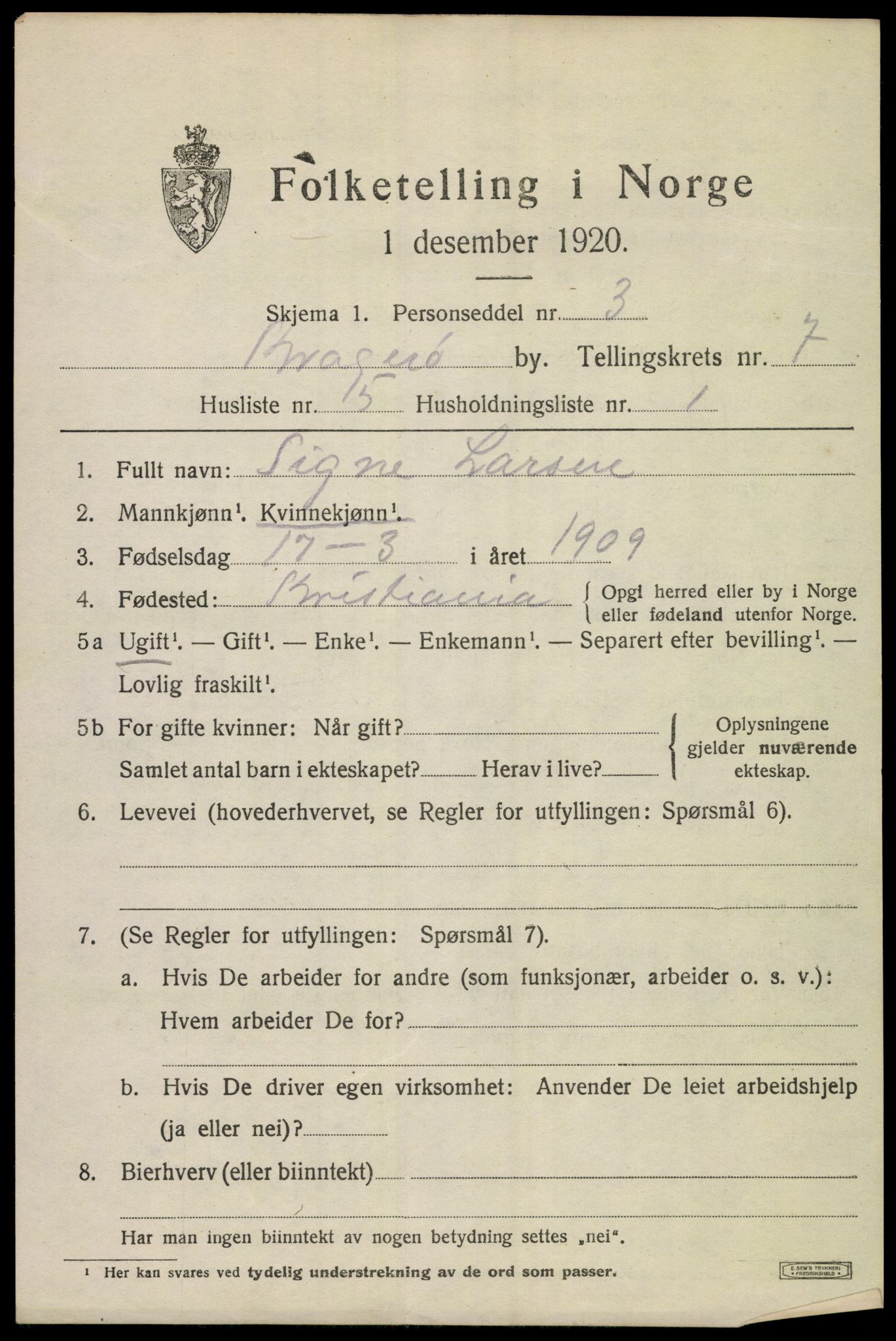 SAKO, Folketelling 1920 for 0801 Kragerø kjøpstad, 1920, s. 9747