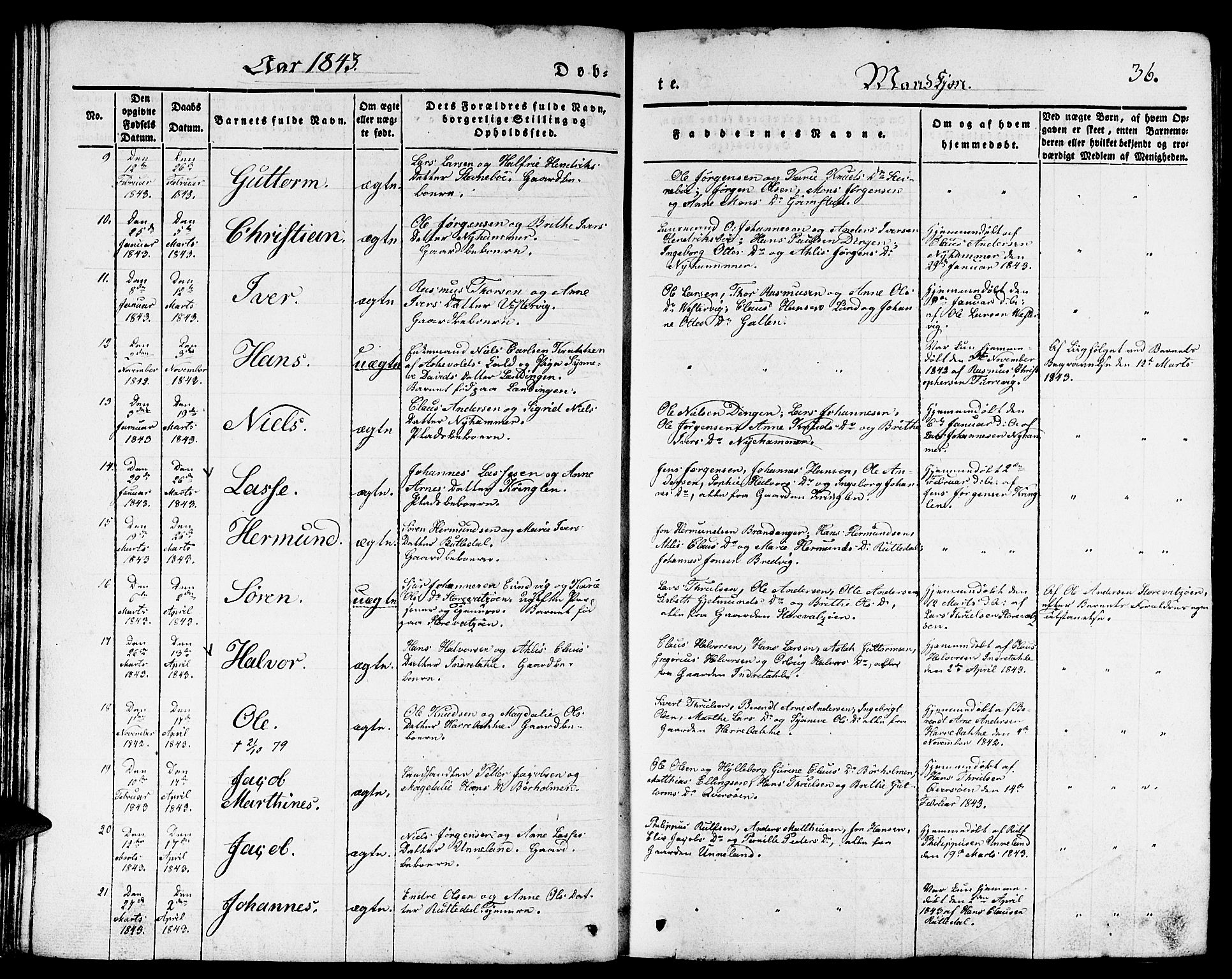 Gulen sokneprestembete, AV/SAB-A-80201/H/Haa/Haaa/L0020: Ministerialbok nr. A 20, 1837-1847, s. 36