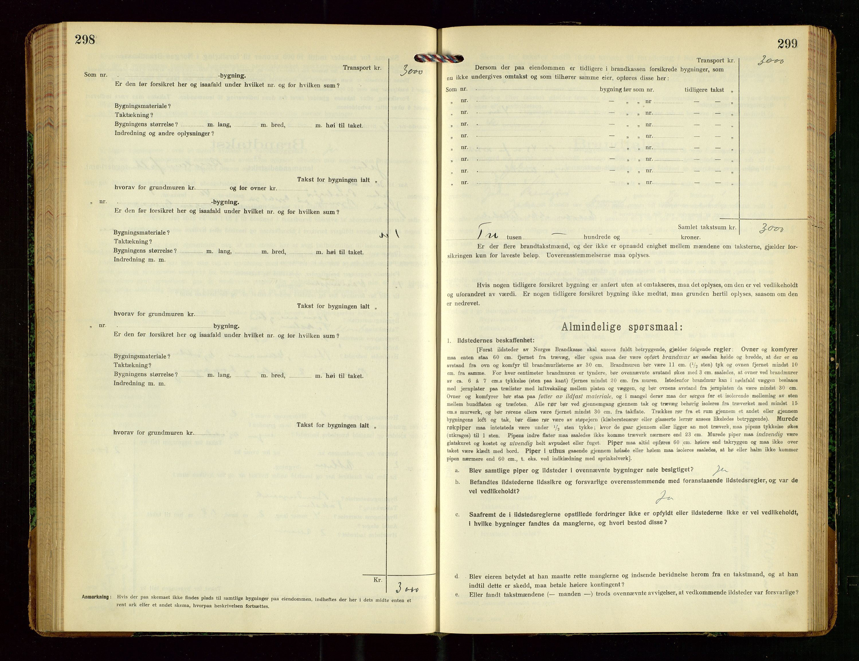 Jelsa lensmannskontor, SAST/A-100360/Gob/L0002: "Brandtakstprotokol", 1918-1942, s. 298-299