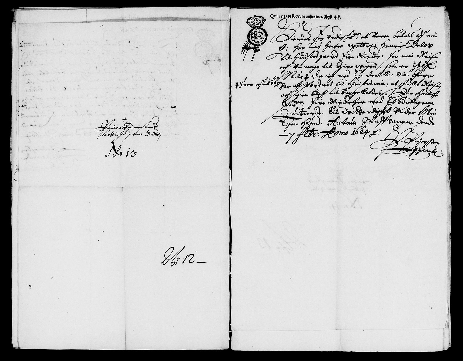 Rentekammeret inntil 1814, Reviderte regnskaper, Lensregnskaper, AV/RA-EA-5023/R/Rb/Rbs/L0047: Stavanger len, 1663-1664