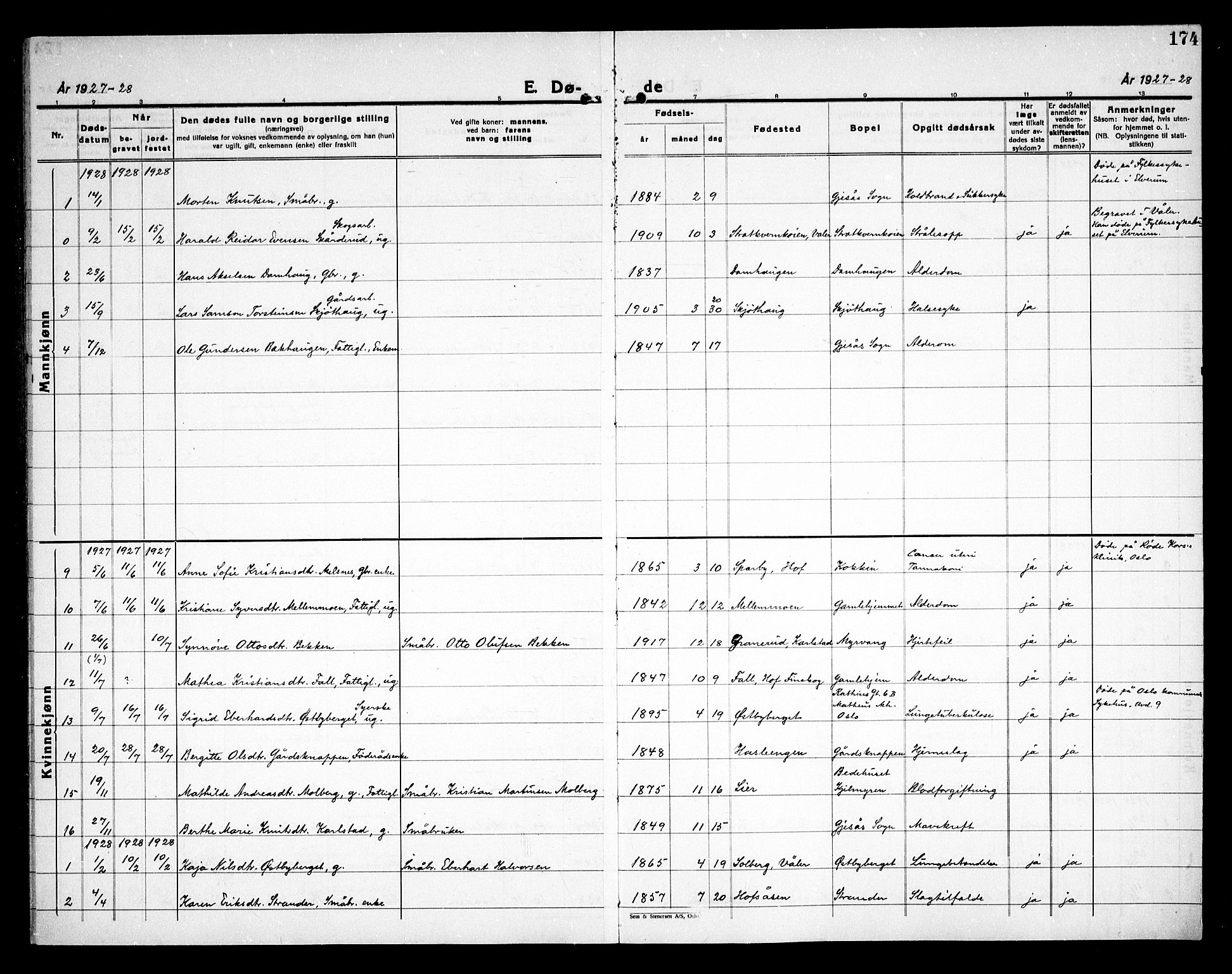 Åsnes prestekontor, SAH/PREST-042/H/Ha/Haa/L0000D: Ministerialbok nr. 0B, 1890-1929, s. 174